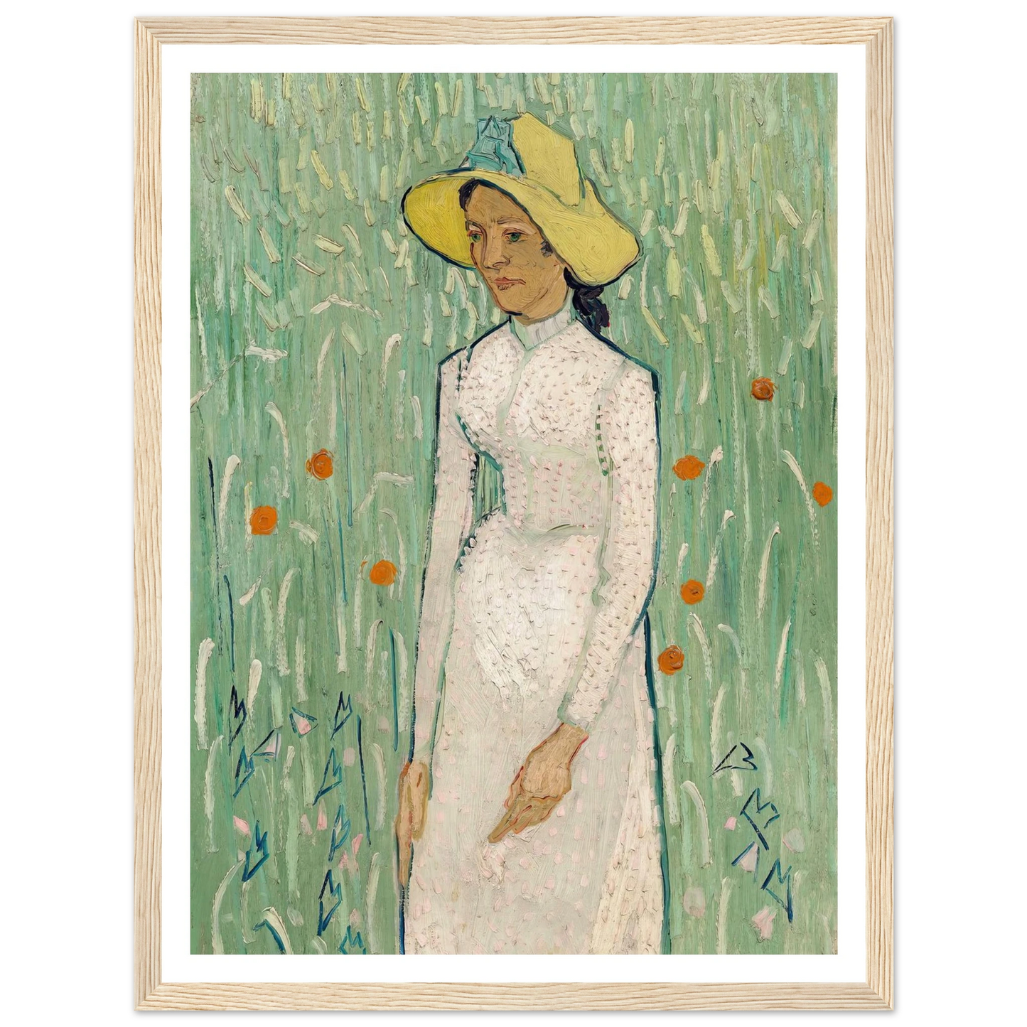 Girl in White (1890) Art Print | Vincent van Gogh - Framed Poster - 30x40 cm / 12x16″ - Black frame