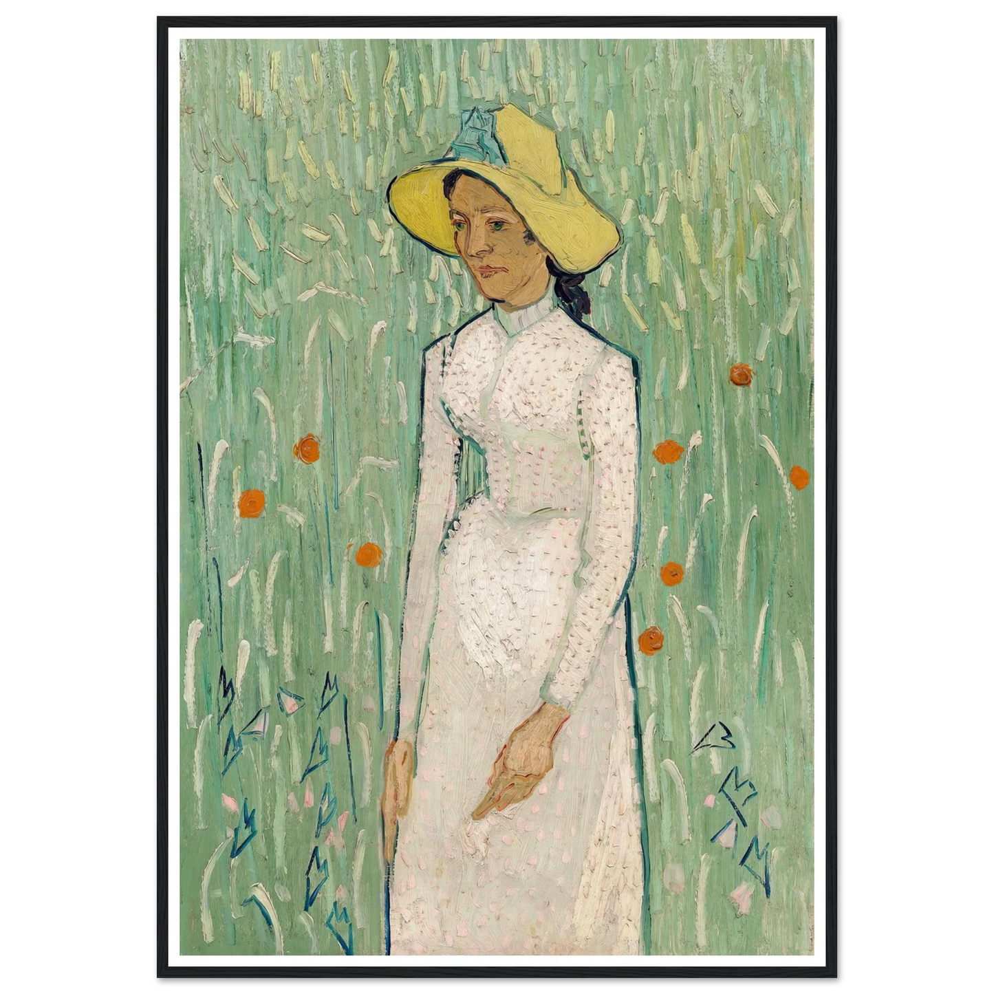 Girl in White (1890) Art Print | Vincent van Gogh - Framed Poster - 30x40 cm / 12x16″ - Black frame