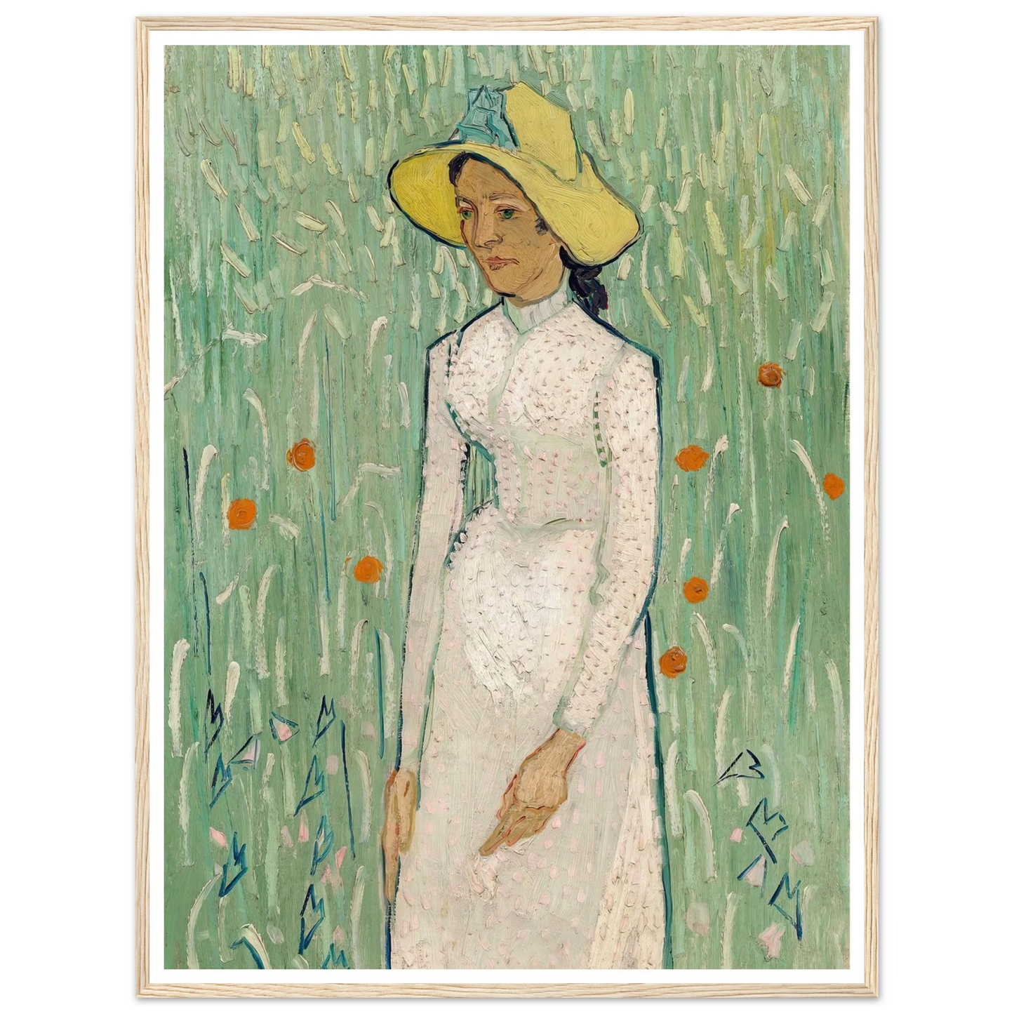 Girl in White (1890) Art Print | Vincent van Gogh - Framed Poster - 30x40 cm / 12x16″ - Black frame