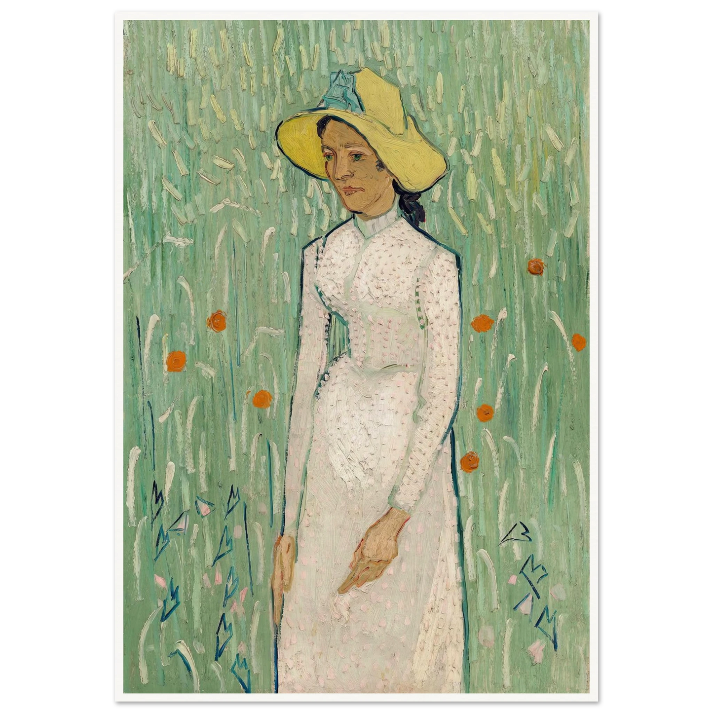 Girl in White (1890) Art Print | Vincent van Gogh - Framed Poster - 30x40 cm / 12x16″ - Black frame