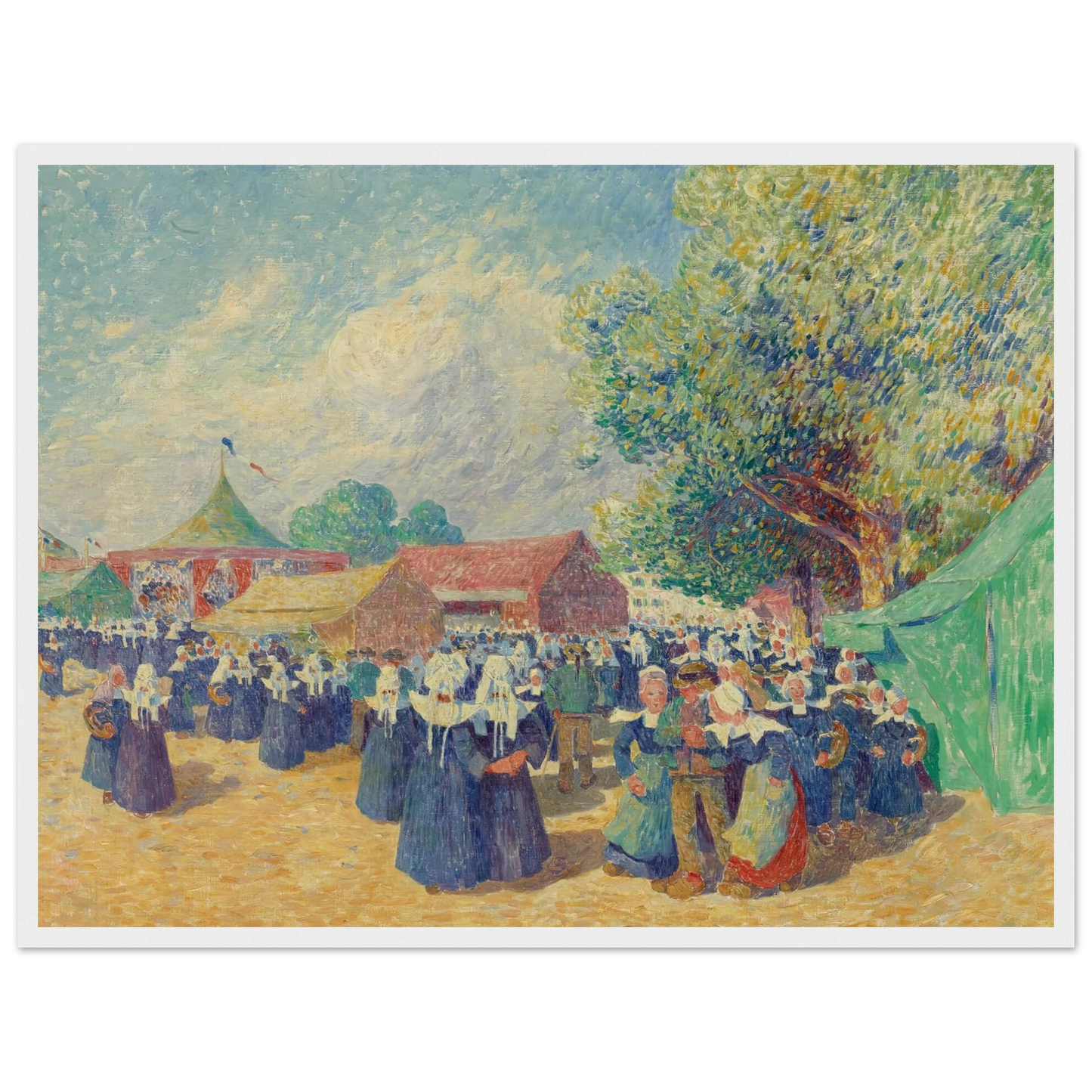 Girls Fairground in Brittany, 1900 Art Print | Ferdinand du Puigaudeau - Framed Poster - 30x40 cm / 12x16″ - Black frame