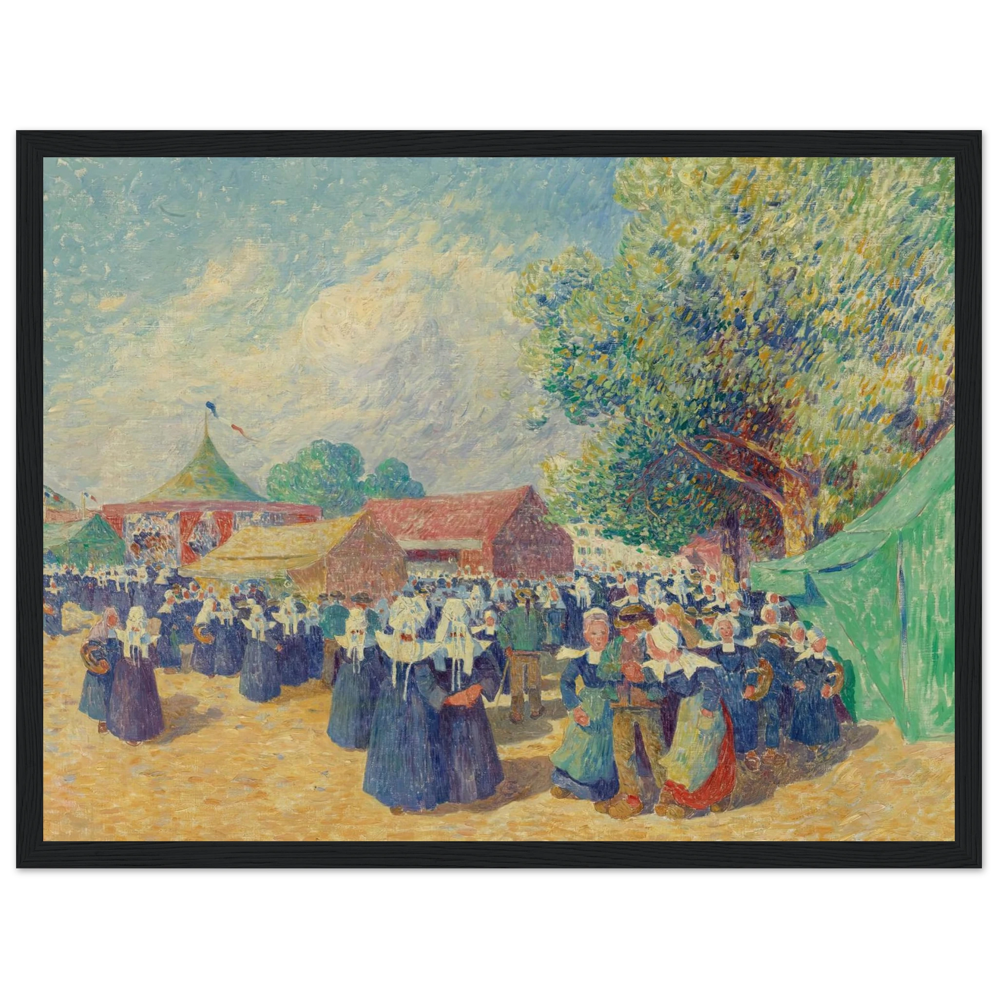 Girls Fairground in Brittany, 1900 Art Print | Ferdinand du Puigaudeau - Framed Poster - 30x40 cm / 12x16″ - Black frame