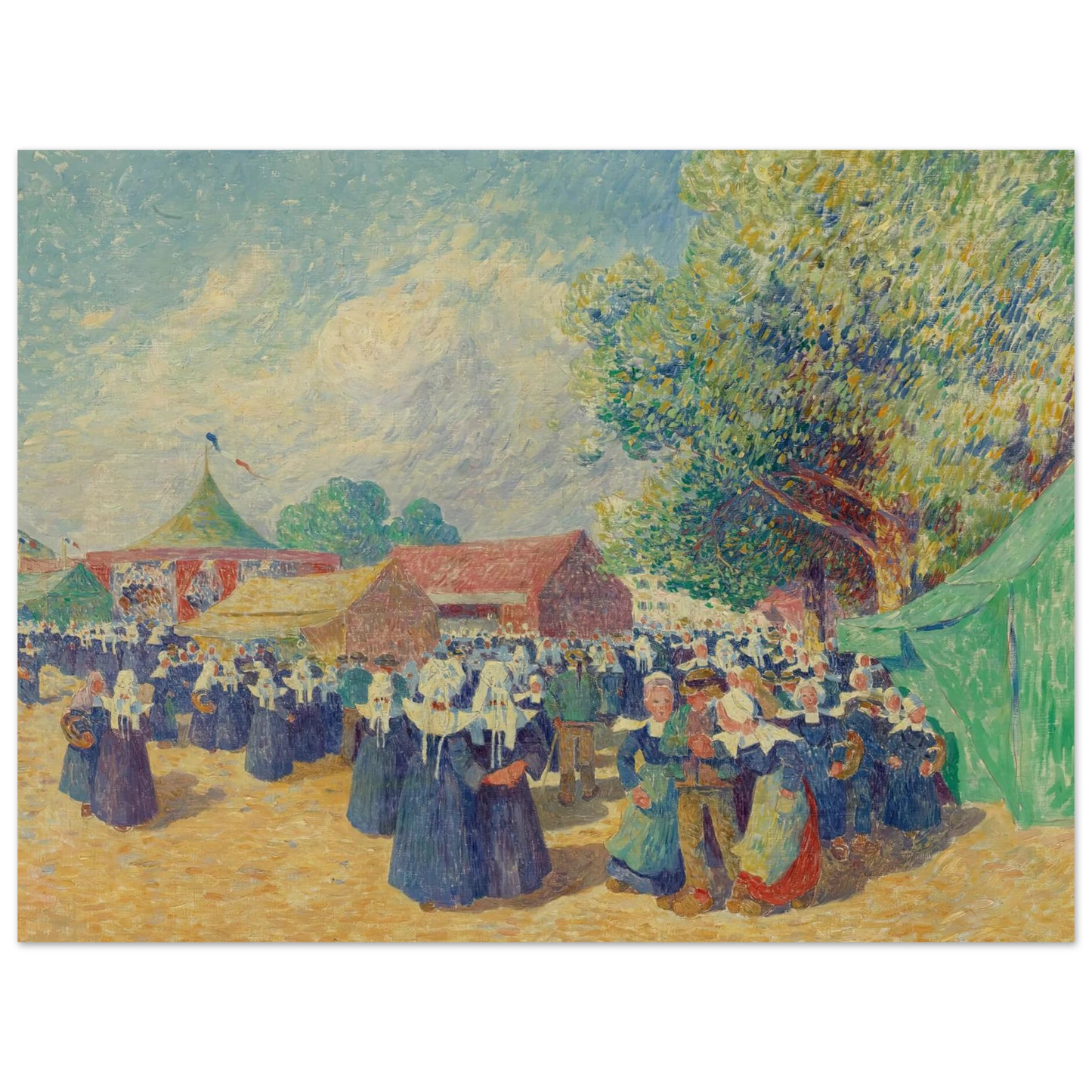 Girls Fairground in Brittany, 1900 Art Print | Ferdinand du Puigaudeau - Framed Poster - 30x40 cm / 12x16″ - Black frame