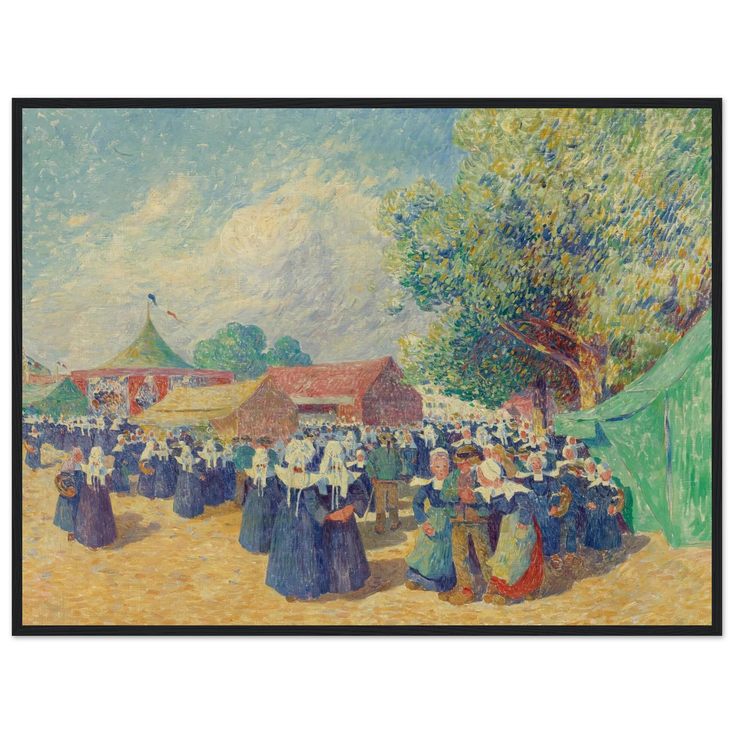 Girls Fairground in Brittany, 1900 Art Print | Ferdinand du Puigaudeau - Framed Poster - 30x40 cm / 12x16″ - Black frame