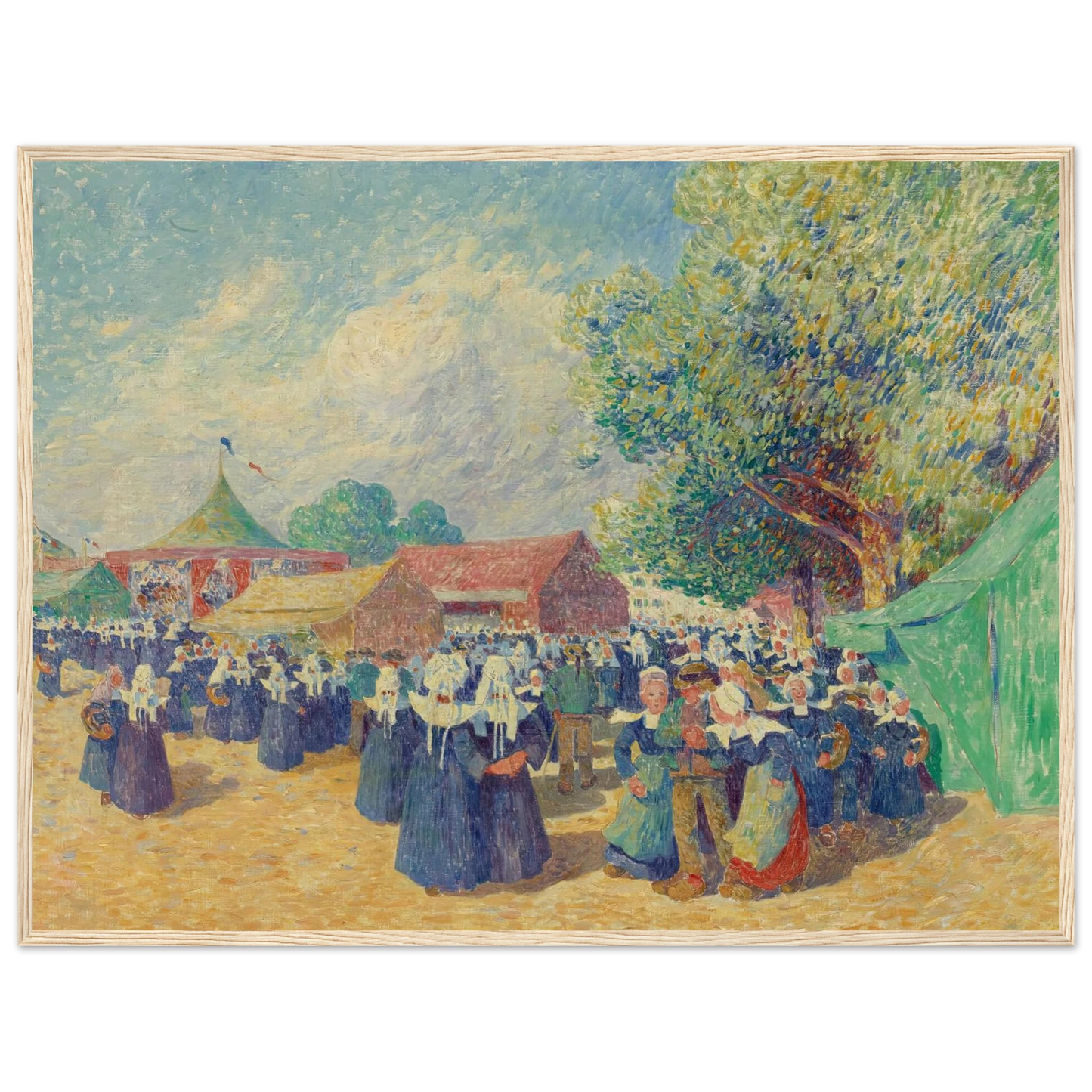 Girls Fairground in Brittany, 1900 Art Print | Ferdinand du Puigaudeau - Framed Poster - 30x40 cm / 12x16″ - Black frame