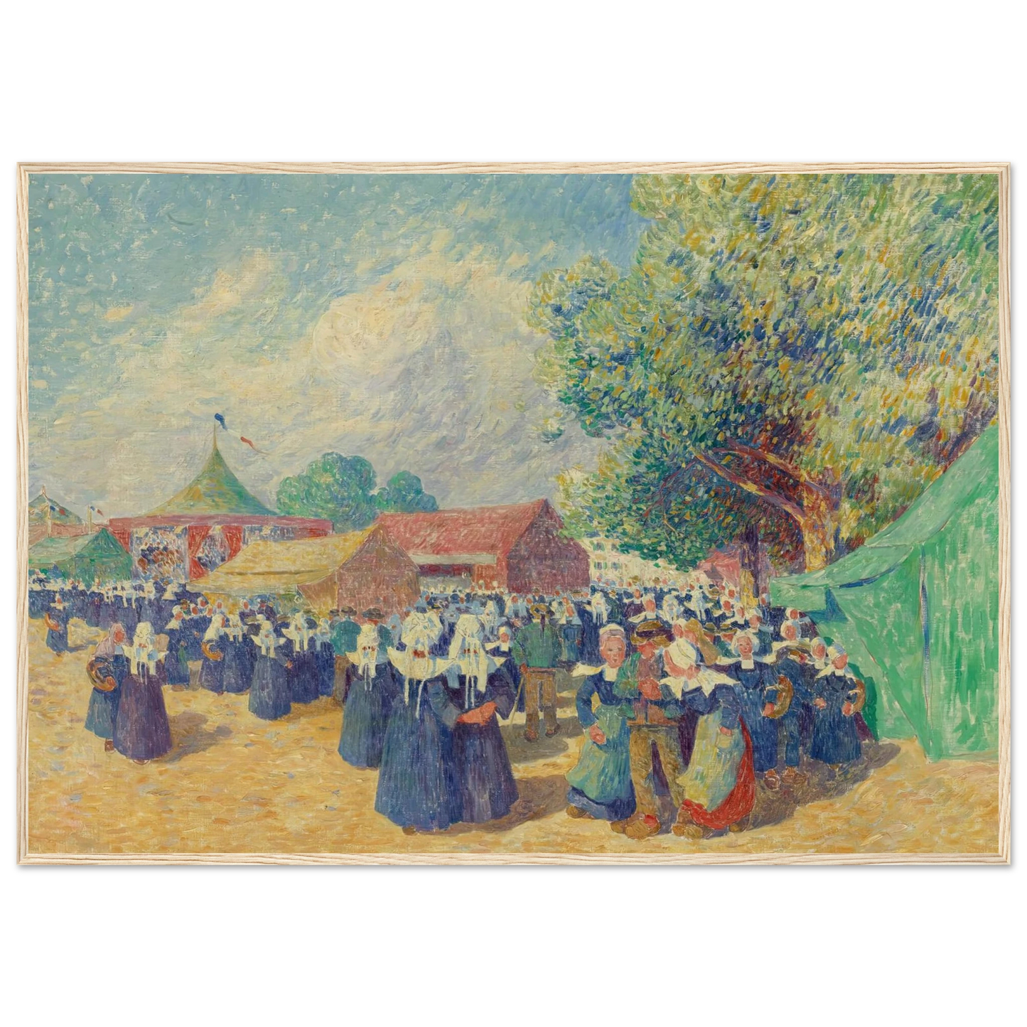 Girls Fairground in Brittany, 1900 Art Print | Ferdinand du Puigaudeau - Framed Poster - 30x40 cm / 12x16″ - Black frame