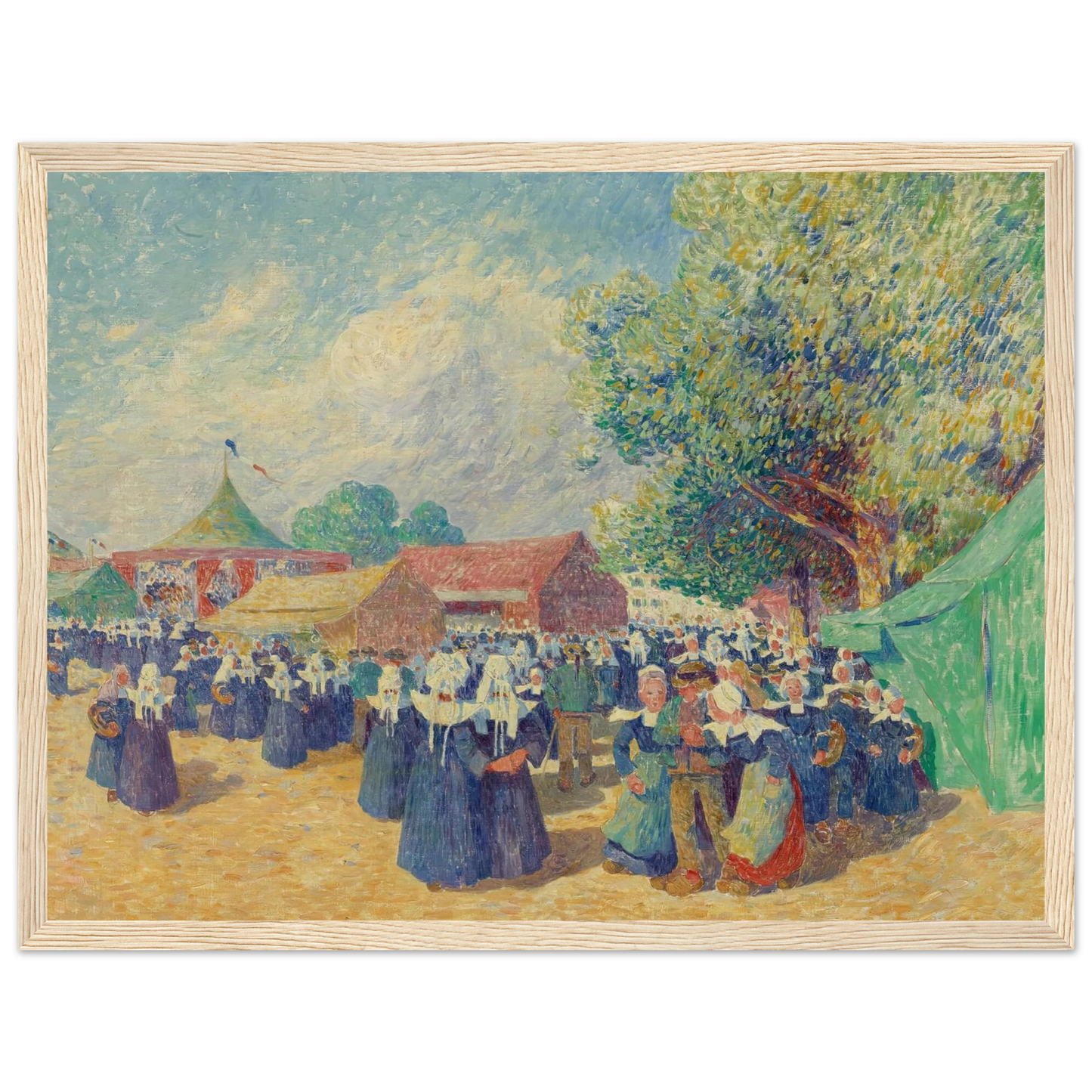 Girls Fairground in Brittany, 1900 Art Print | Ferdinand du Puigaudeau - Framed Poster - 30x40 cm / 12x16″ - Black frame