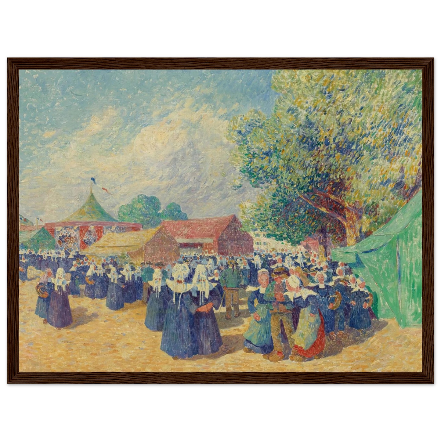 Girls Fairground in Brittany, 1900 Art Print | Ferdinand du Puigaudeau - Framed Poster - 30x40 cm / 12x16″ - Black frame