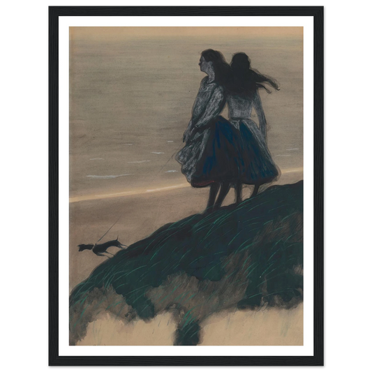 Girls on a Dune Art Print | Leon Spilliaert - Framed Poster - 30x40 cm / 12x16″ - Black frame