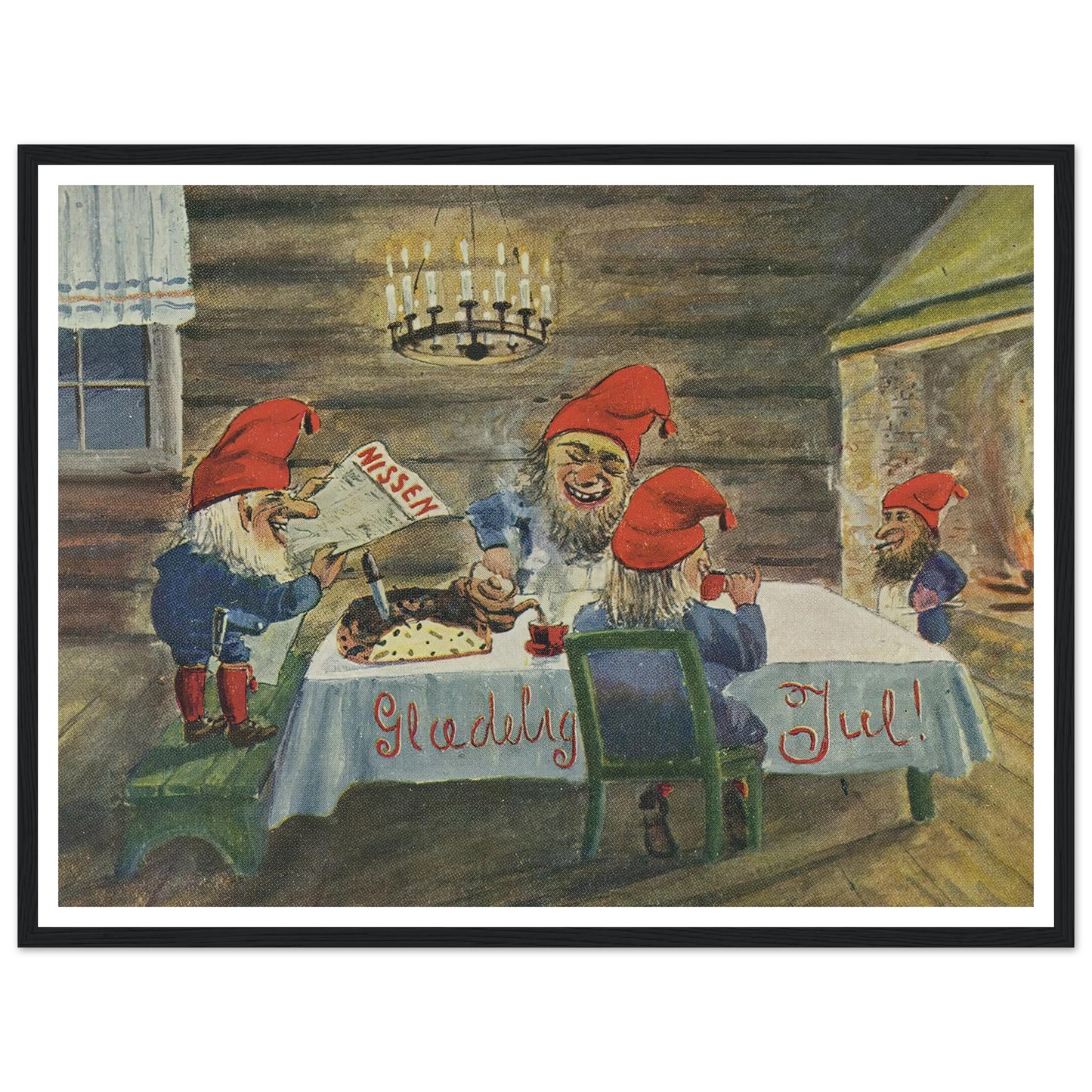 Gledelig Jul (Merry Christmas!) - Framed Poster - 30x40 cm / 12x16″ - Black frame