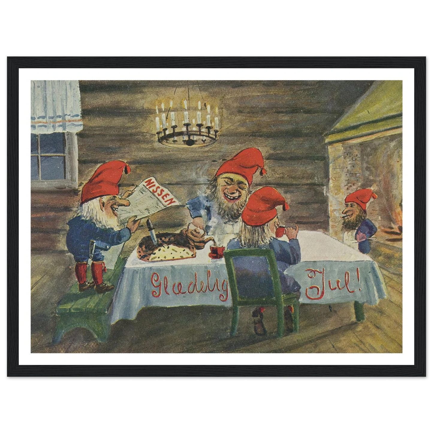 Gledelig Jul (Merry Christmas!) - Framed Poster - 30x40 cm / 12x16″ - Black frame