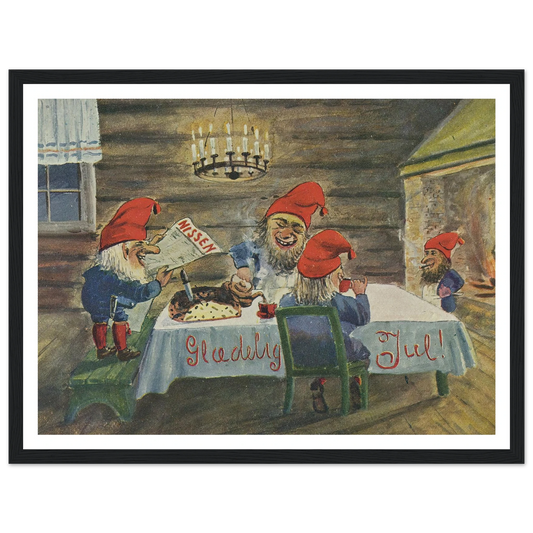 Gledelig Jul (Merry Christmas!) - Framed Poster - 30x40 cm / 12x16″ - Black frame