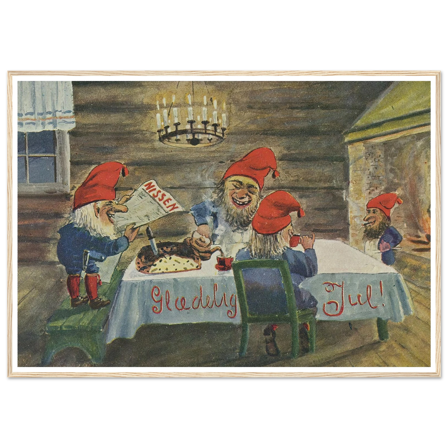 Gledelig Jul (Merry Christmas!) - Framed Poster - 30x40 cm / 12x16″ - Black frame