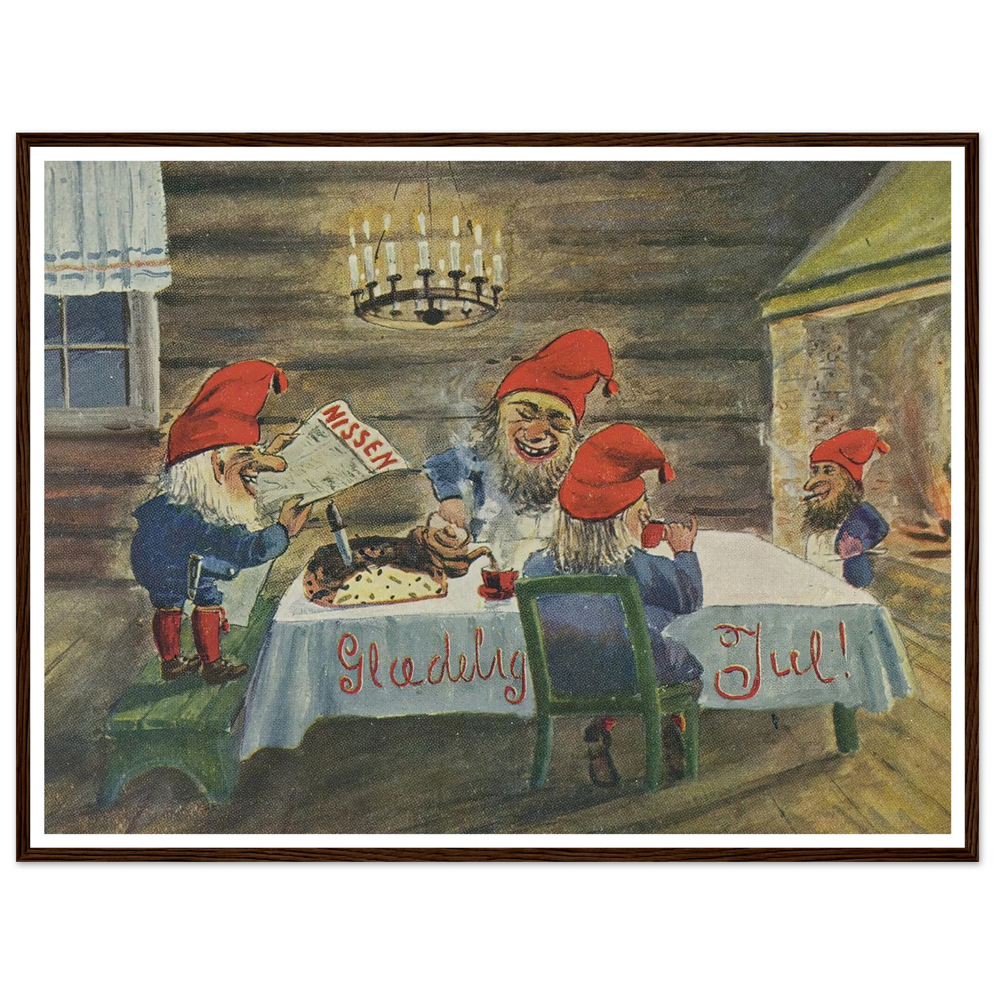 Gledelig Jul (Merry Christmas!) - Framed Poster - 30x40 cm / 12x16″ - Black frame