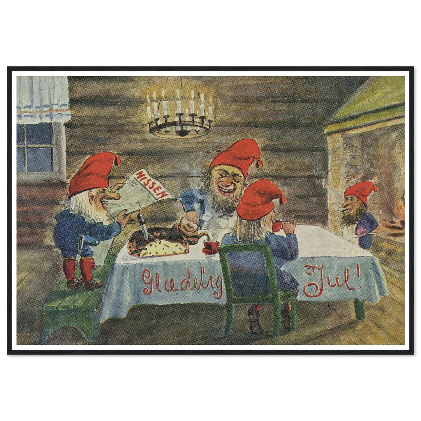 Gledelig Jul (Merry Christmas!) - Framed Poster - 30x40 cm / 12x16″ - Black frame