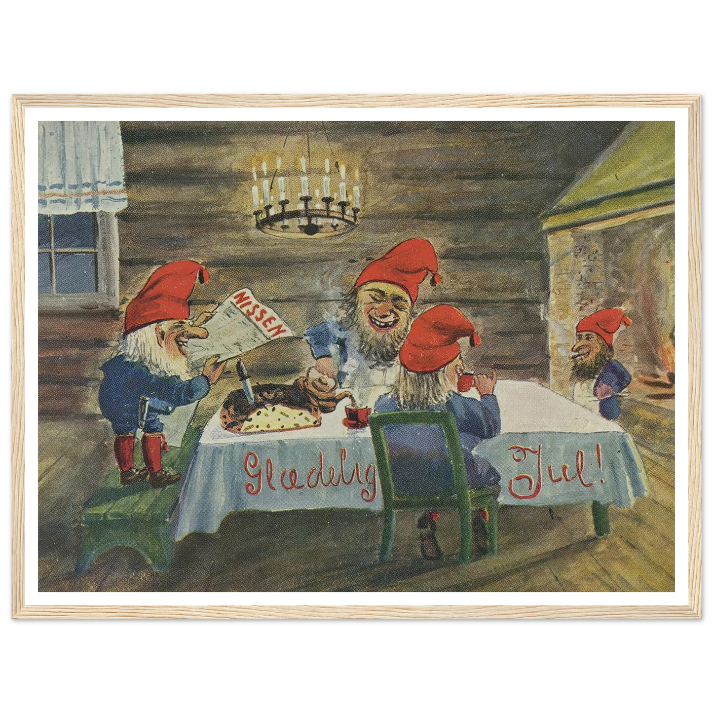 Gledelig Jul (Merry Christmas!) - Framed Poster - 30x40 cm / 12x16″ - Black frame
