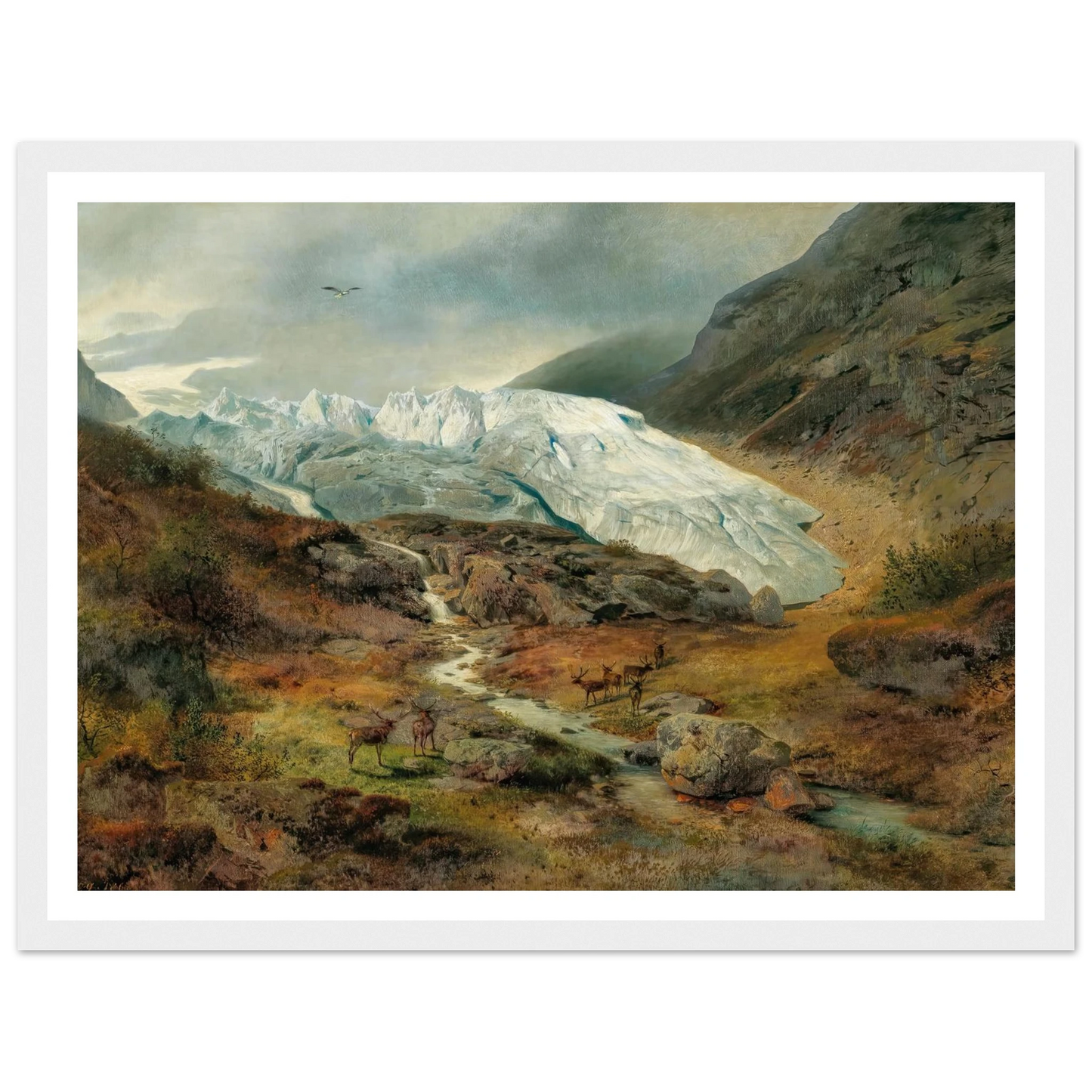Gletscherlandschaft (1860) Art Print | Hermann Ottomar Herzog - Framed Poster - 30x40 cm / 12x16″ - Black frame