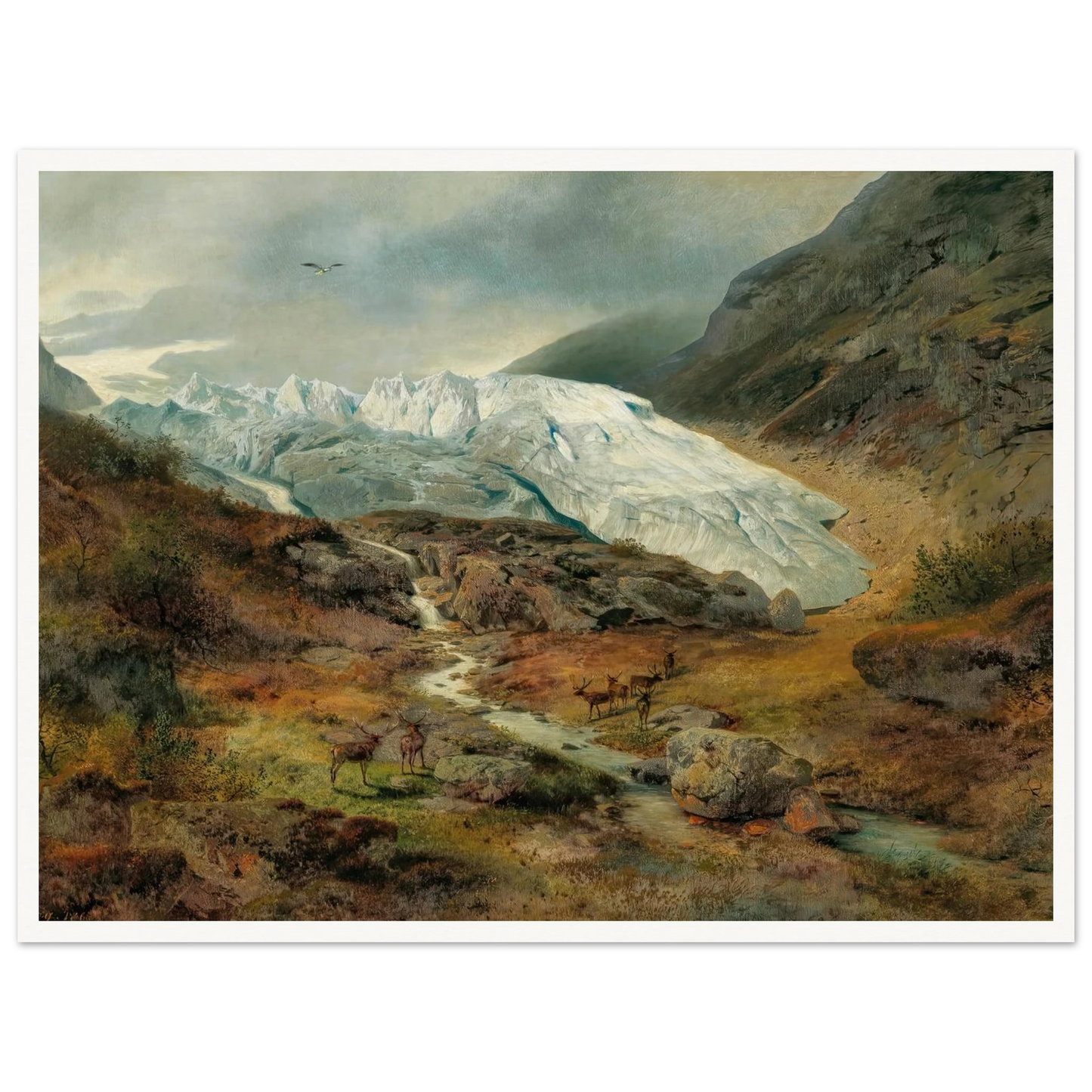 Gletscherlandschaft (1860) Art Print | Hermann Ottomar Herzog - Framed Poster - 30x40 cm / 12x16″ - Black frame