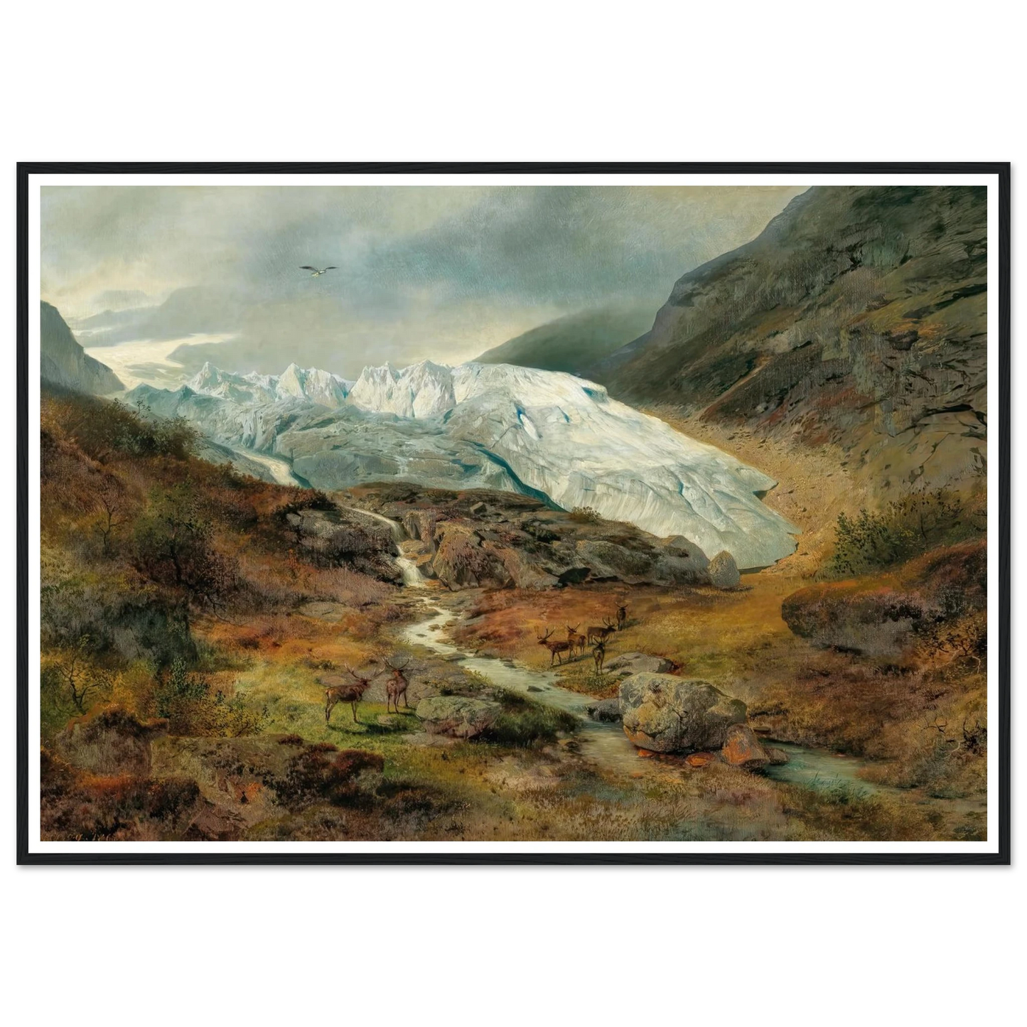 Gletscherlandschaft (1860) Art Print | Hermann Ottomar Herzog - Framed Poster - 30x40 cm / 12x16″ - Black frame