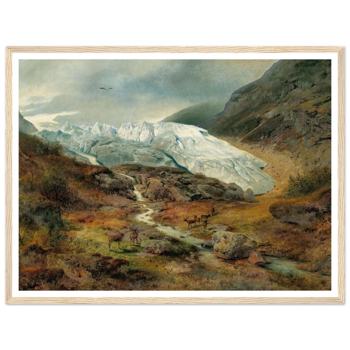 Gletscherlandschaft (1860) Art Print | Hermann Ottomar Herzog - Framed Poster - 30x40 cm / 12x16″ - Black frame