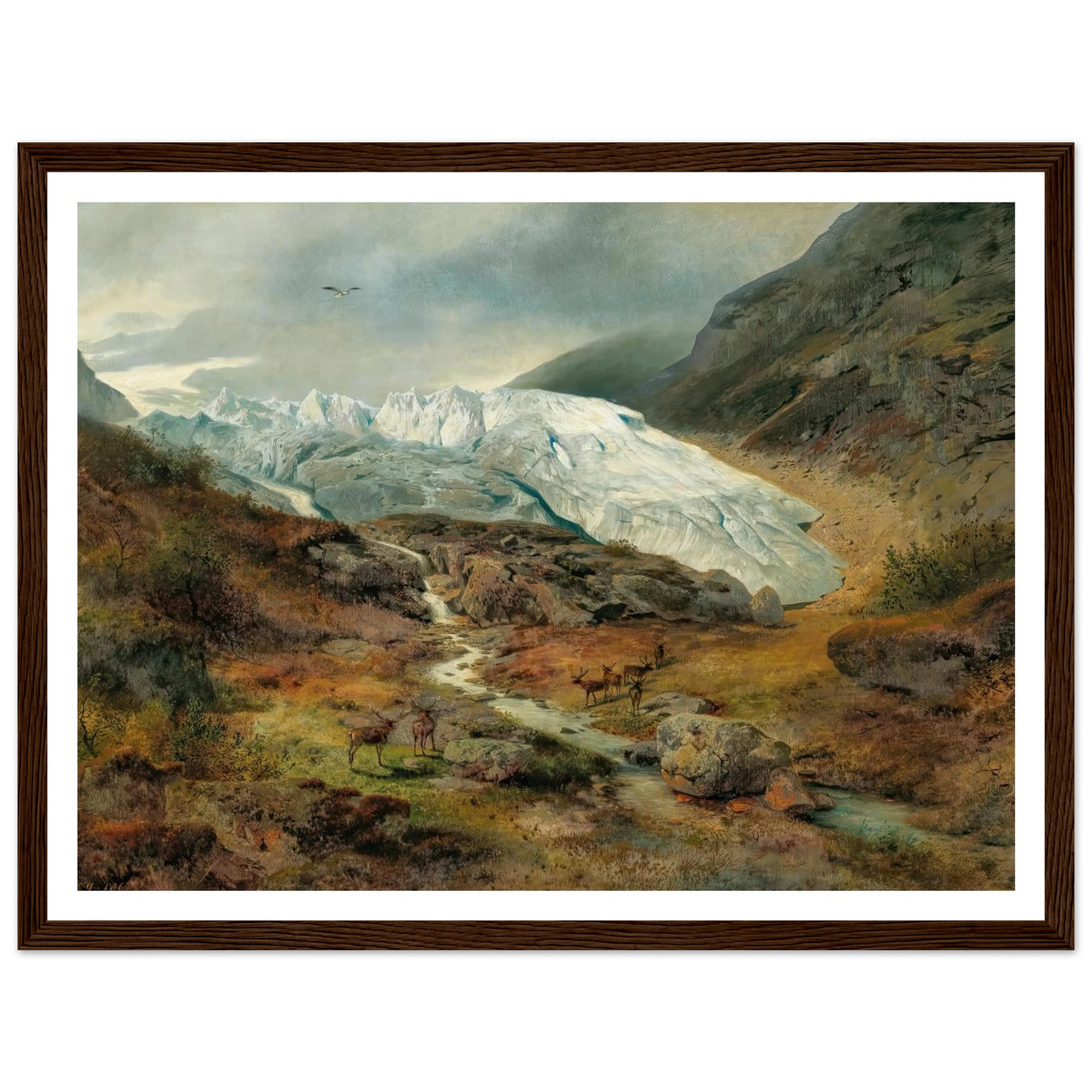 Gletscherlandschaft (1860) Art Print | Hermann Ottomar Herzog - Framed Poster - 30x40 cm / 12x16″ - Black frame