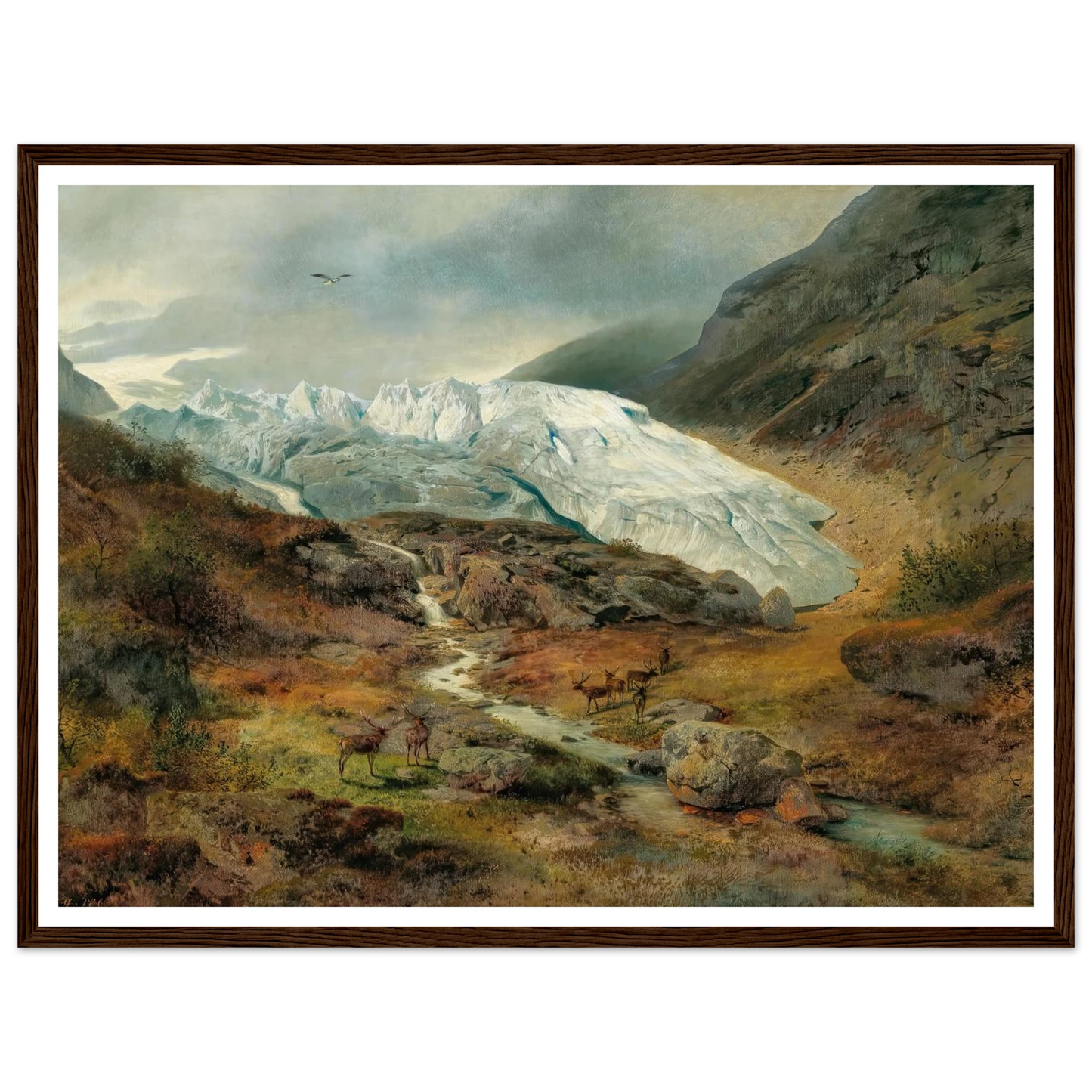 Gletscherlandschaft (1860) Art Print | Hermann Ottomar Herzog - Framed Poster - 30x40 cm / 12x16″ - Black frame
