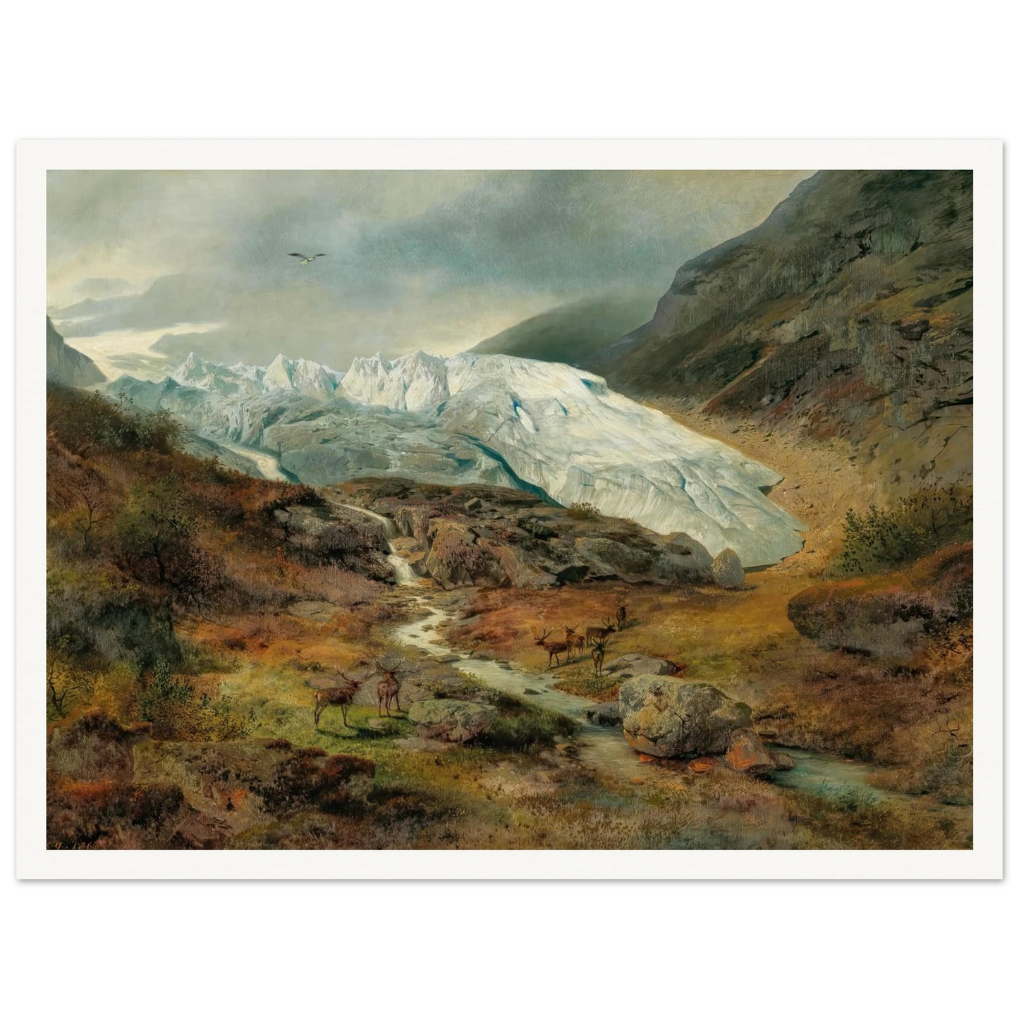 Gletscherlandschaft (1860) Art Print | Hermann Ottomar Herzog - Framed Poster - 30x40 cm / 12x16″ - Black frame