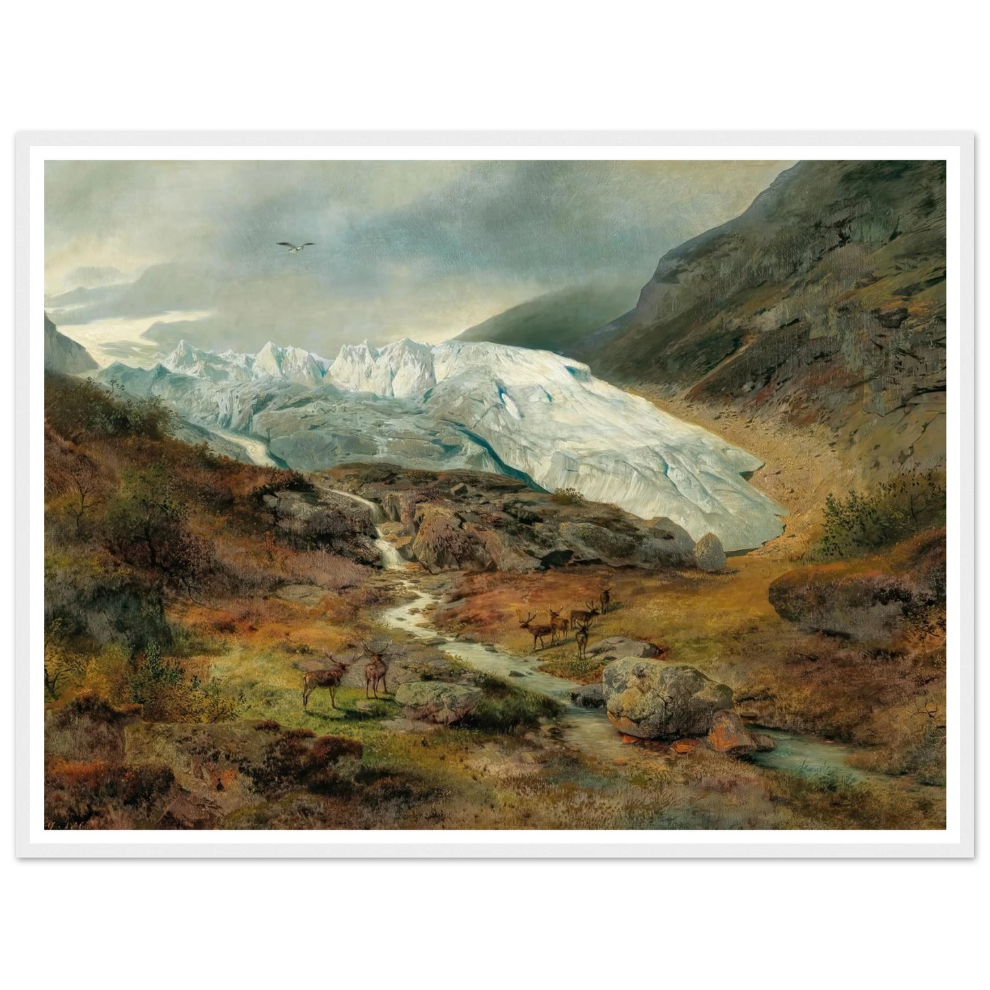 Gletscherlandschaft (1860) Art Print | Hermann Ottomar Herzog - Framed Poster - 30x40 cm / 12x16″ - Black frame