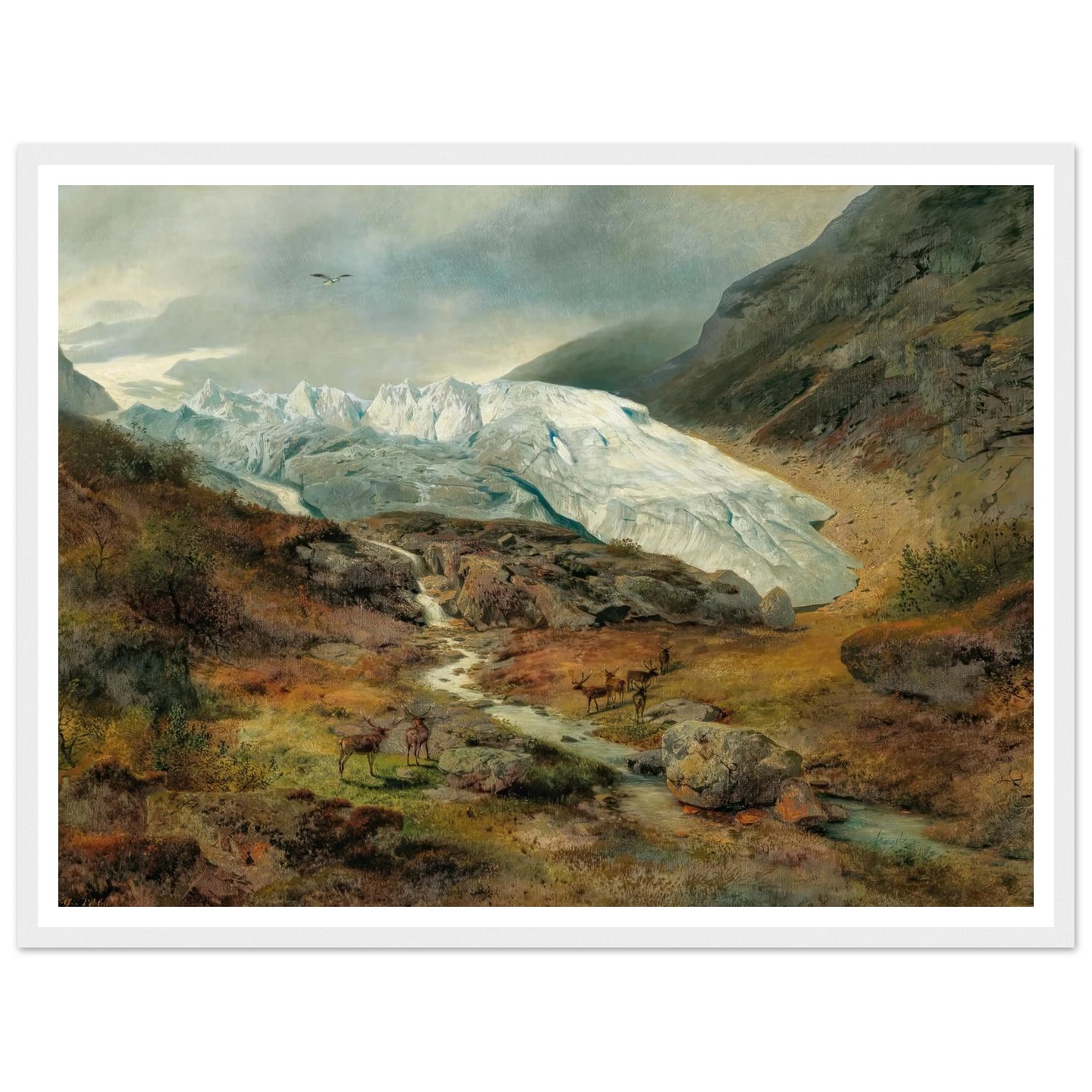 Gletscherlandschaft (1860) Art Print | Hermann Ottomar Herzog - Framed Poster - 30x40 cm / 12x16″ - Black frame