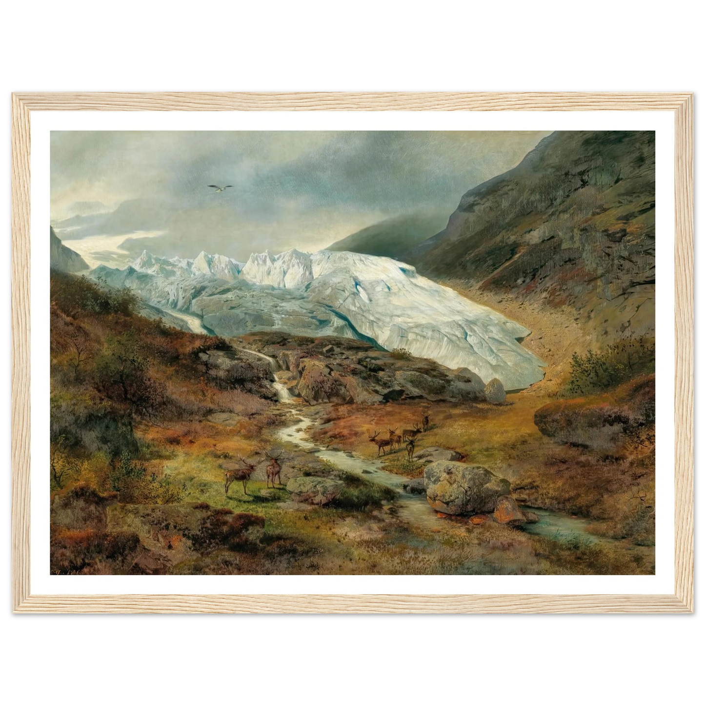 Gletscherlandschaft (1860) Art Print | Hermann Ottomar Herzog - Framed Poster - 30x40 cm / 12x16″ - Black frame