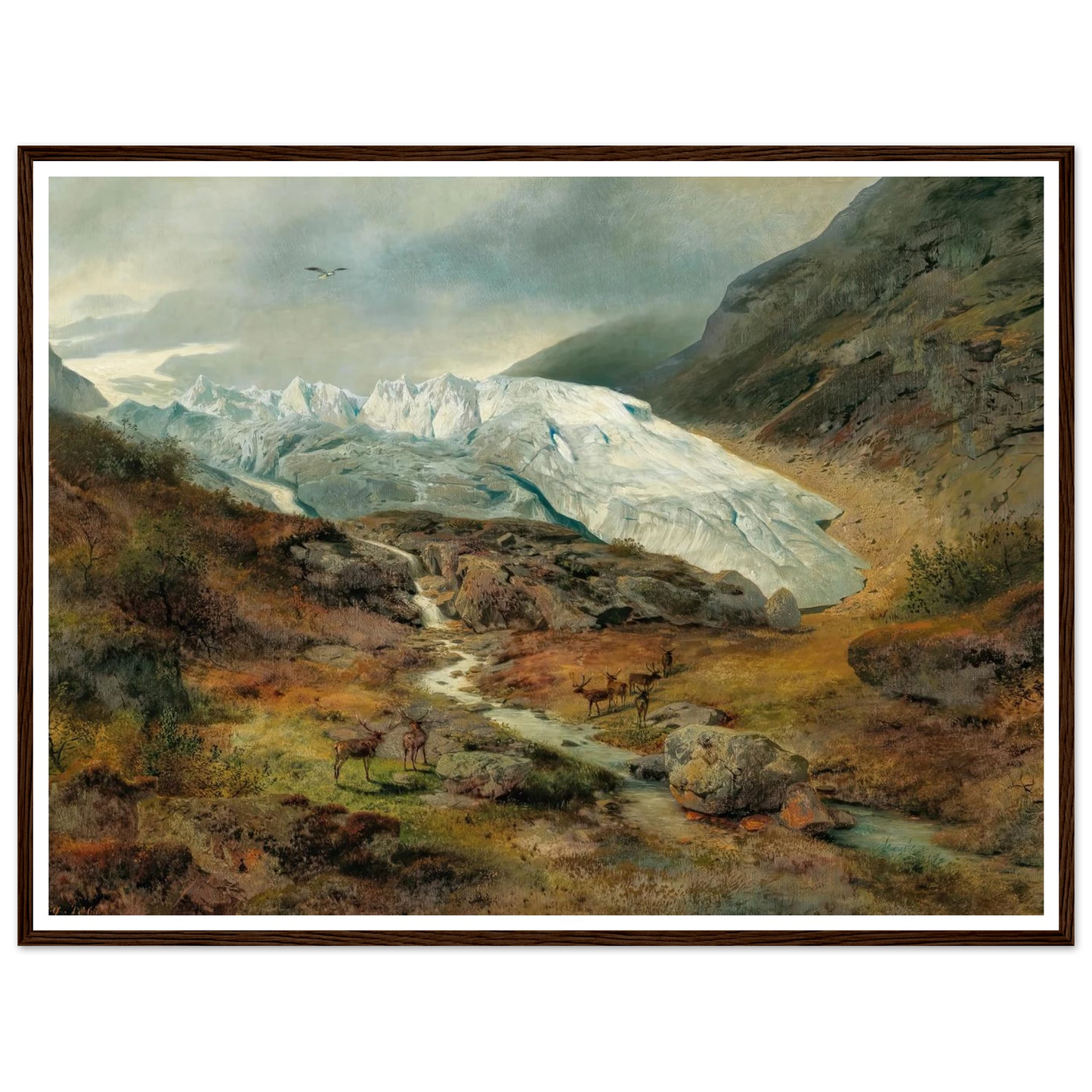 Gletscherlandschaft (1860) Art Print | Hermann Ottomar Herzog - Framed Poster - 30x40 cm / 12x16″ - Black frame