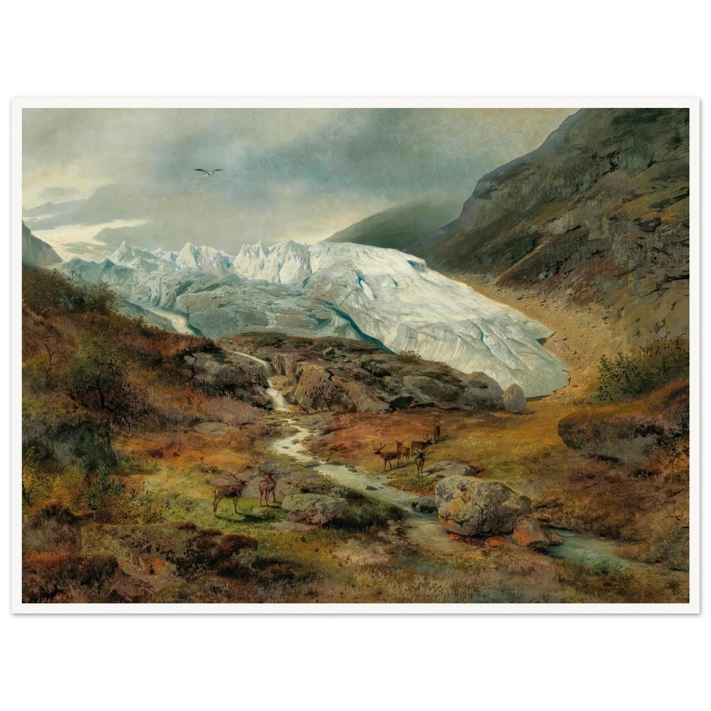 Gletscherlandschaft (1860) Art Print | Hermann Ottomar Herzog - Framed Poster - 30x40 cm / 12x16″ - Black frame