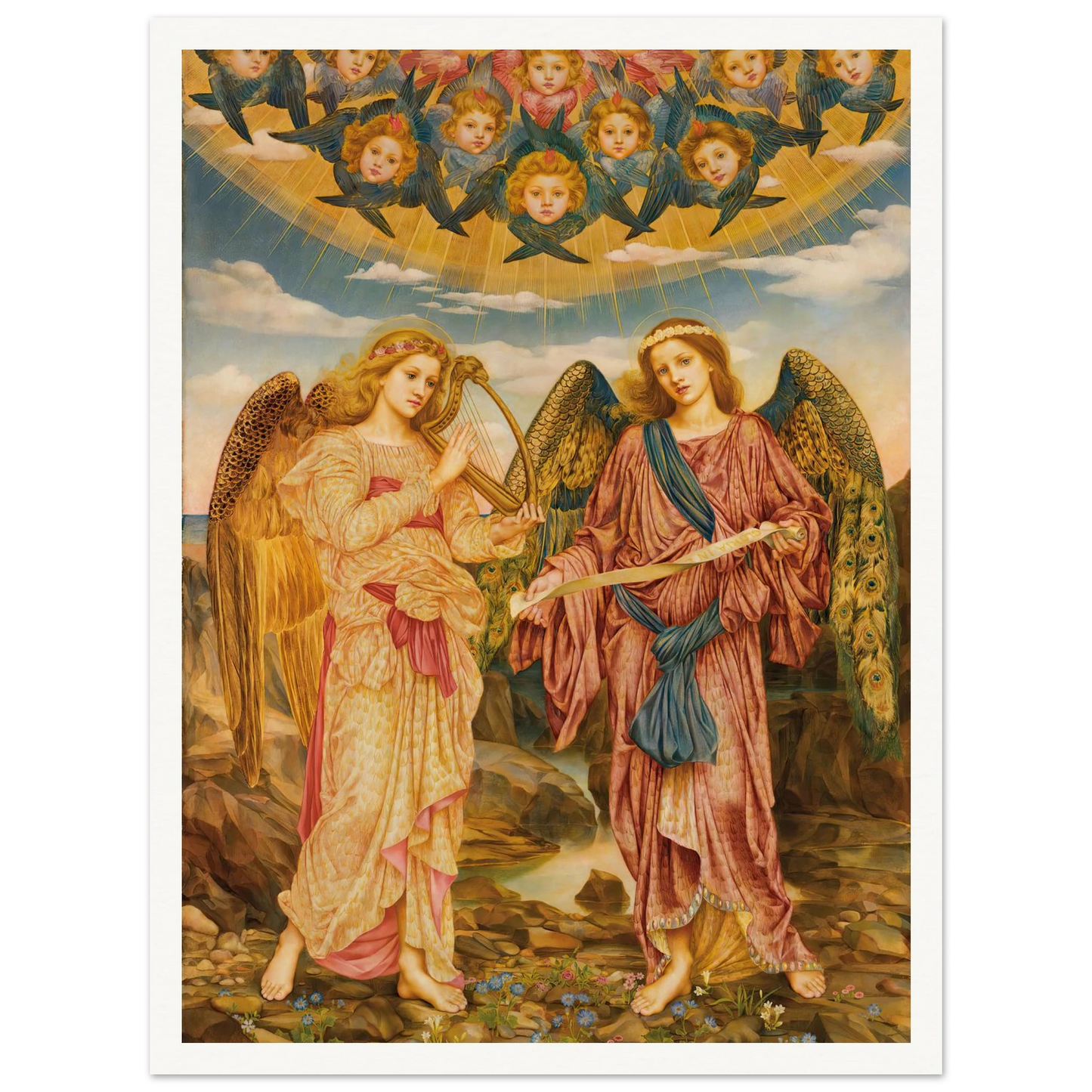 Gloria in Excelsis (1893) Art Print | Evelyn de Morgan - Framed Poster - 30x40 cm / 12x16″ - Black frame