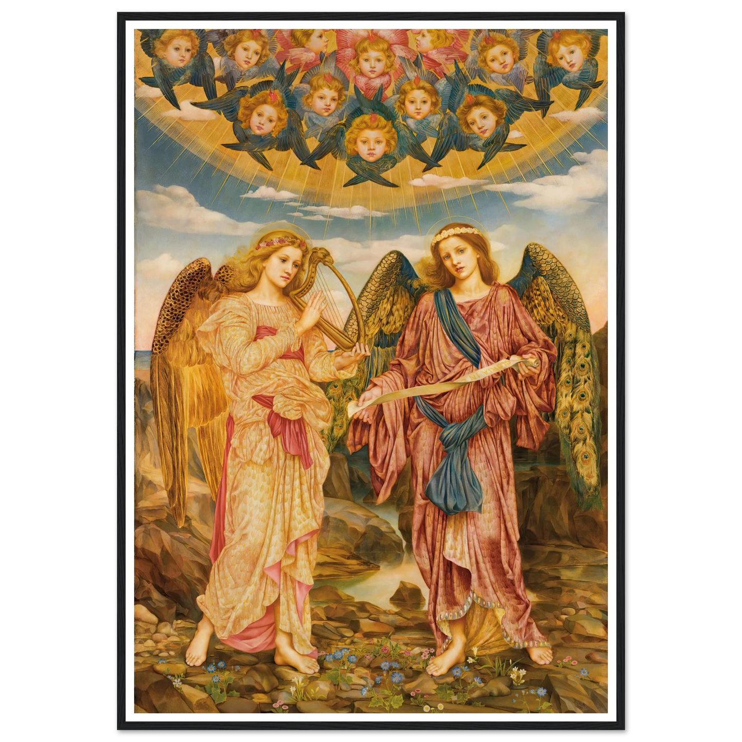 Gloria in Excelsis (1893) Art Print | Evelyn de Morgan - Framed Poster - 30x40 cm / 12x16″ - Black frame