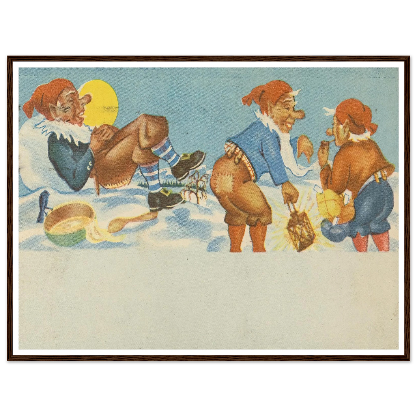 Gnomes Sharing Good Times - Framed Poster - 30x40 cm / 12x16″ - Black frame