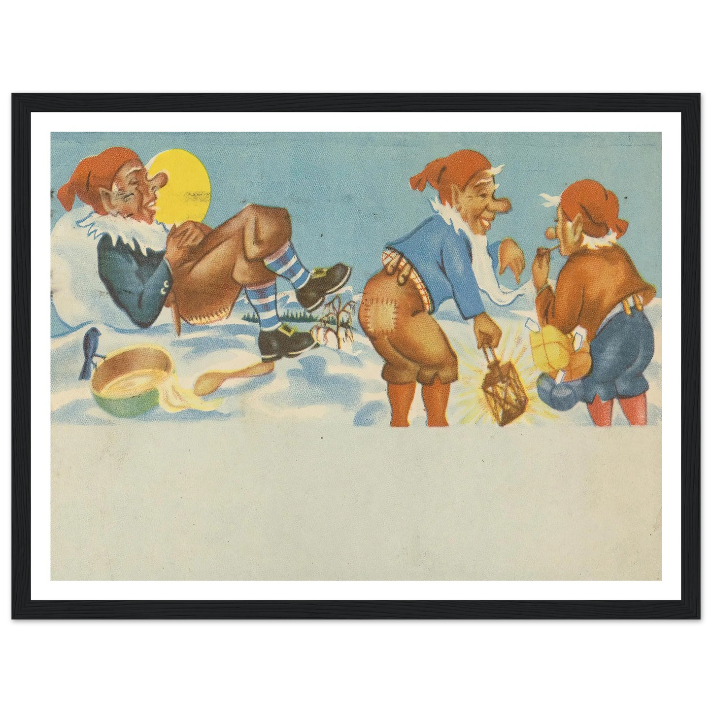 Gnomes Sharing Good Times - Framed Poster - 30x40 cm / 12x16″ - Black frame