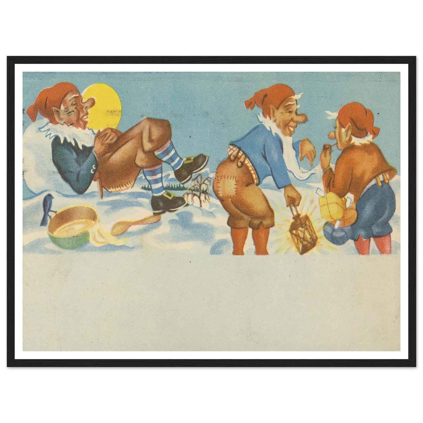 Gnomes Sharing Good Times - Framed Poster - 30x40 cm / 12x16″ - Black frame