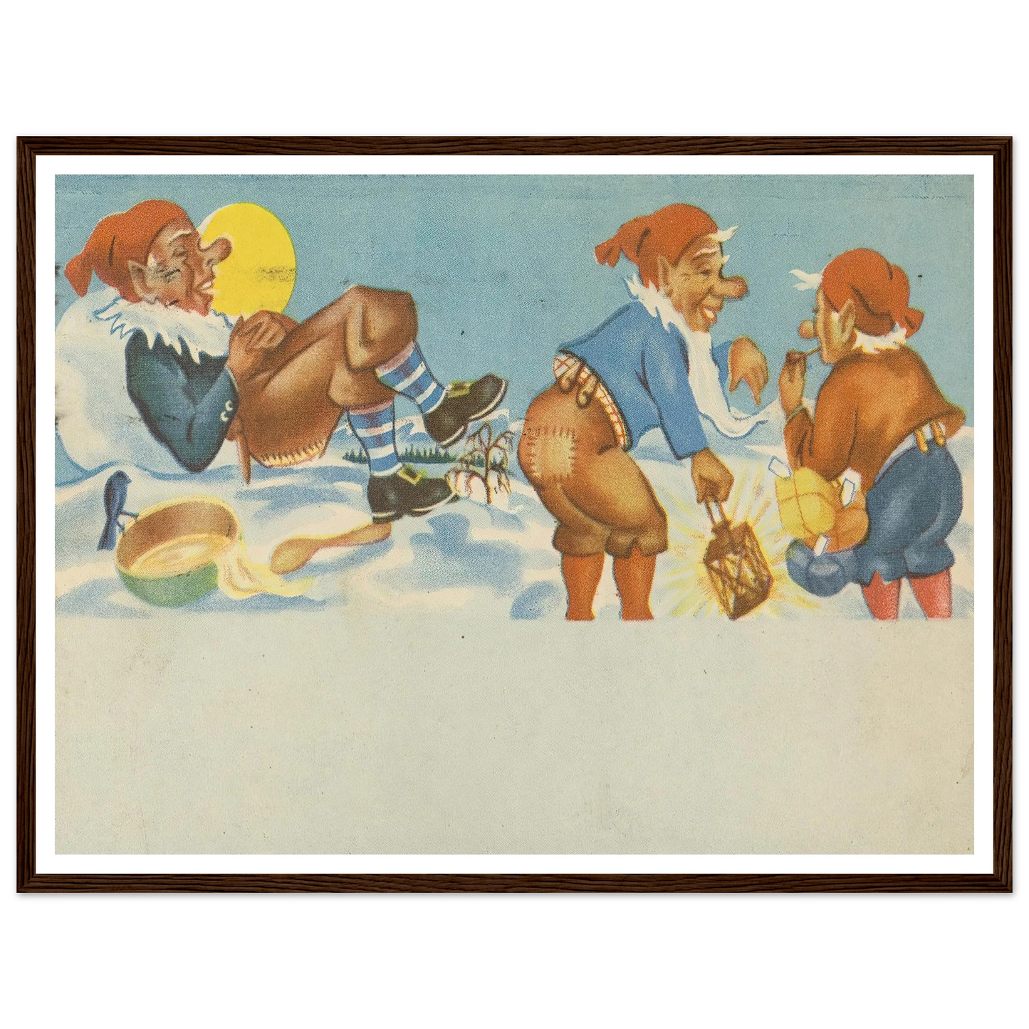 Gnomes Sharing Good Times - Framed Poster - 30x40 cm / 12x16″ - Black frame