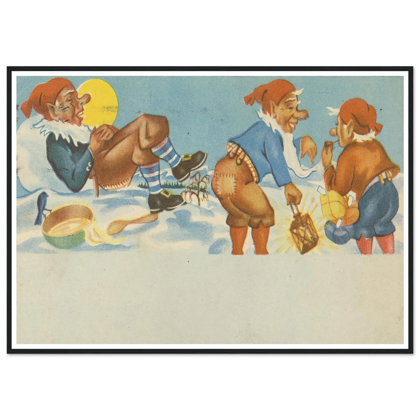 Gnomes Sharing Good Times - Framed Poster - 30x40 cm / 12x16″ - Black frame