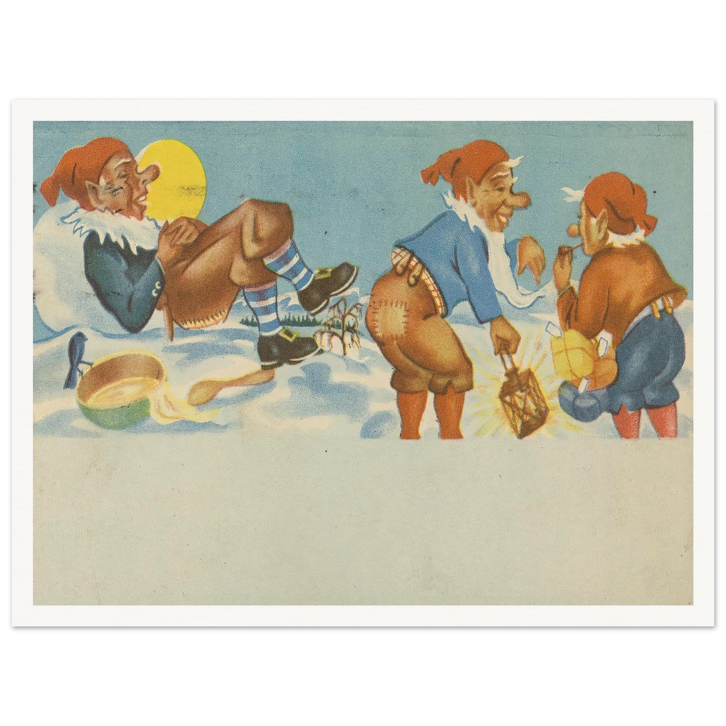 Gnomes Sharing Good Times - Framed Poster - 30x40 cm / 12x16″ - Black frame