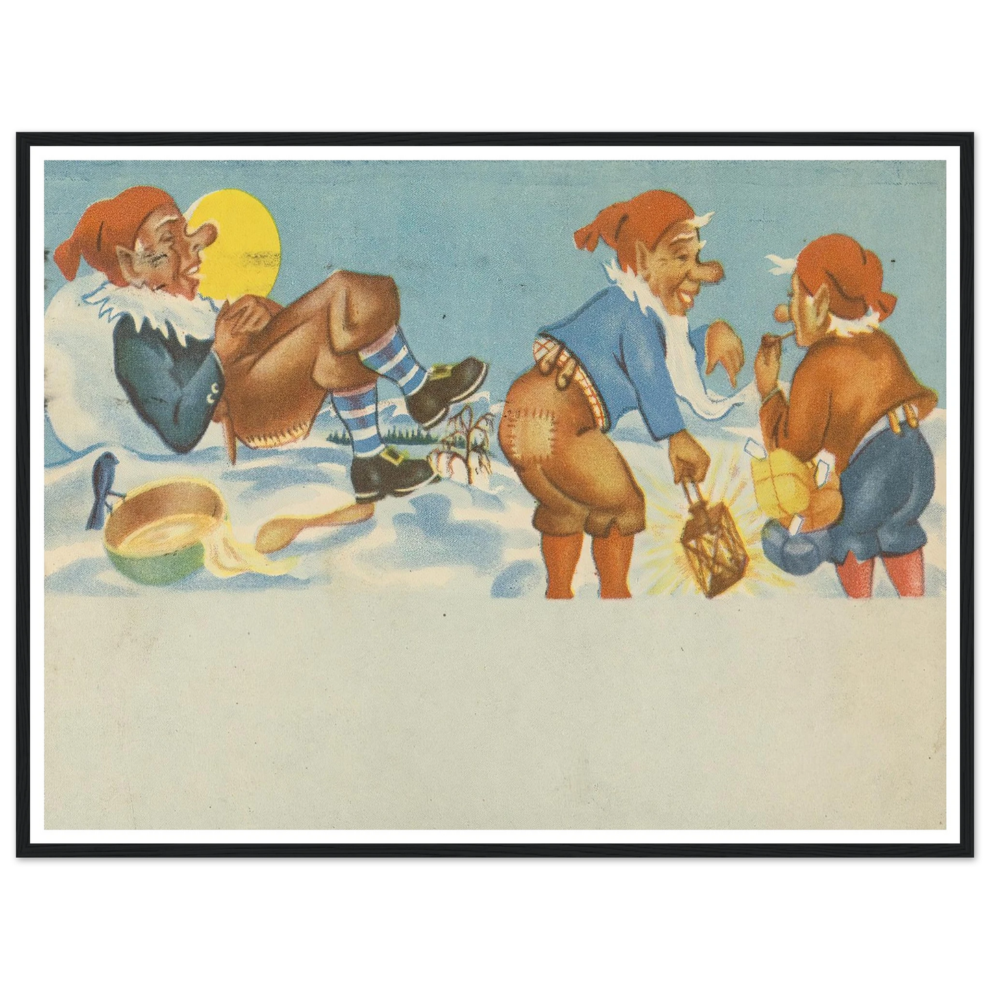 Gnomes Sharing Good Times - Framed Poster - 30x40 cm / 12x16″ - Black frame