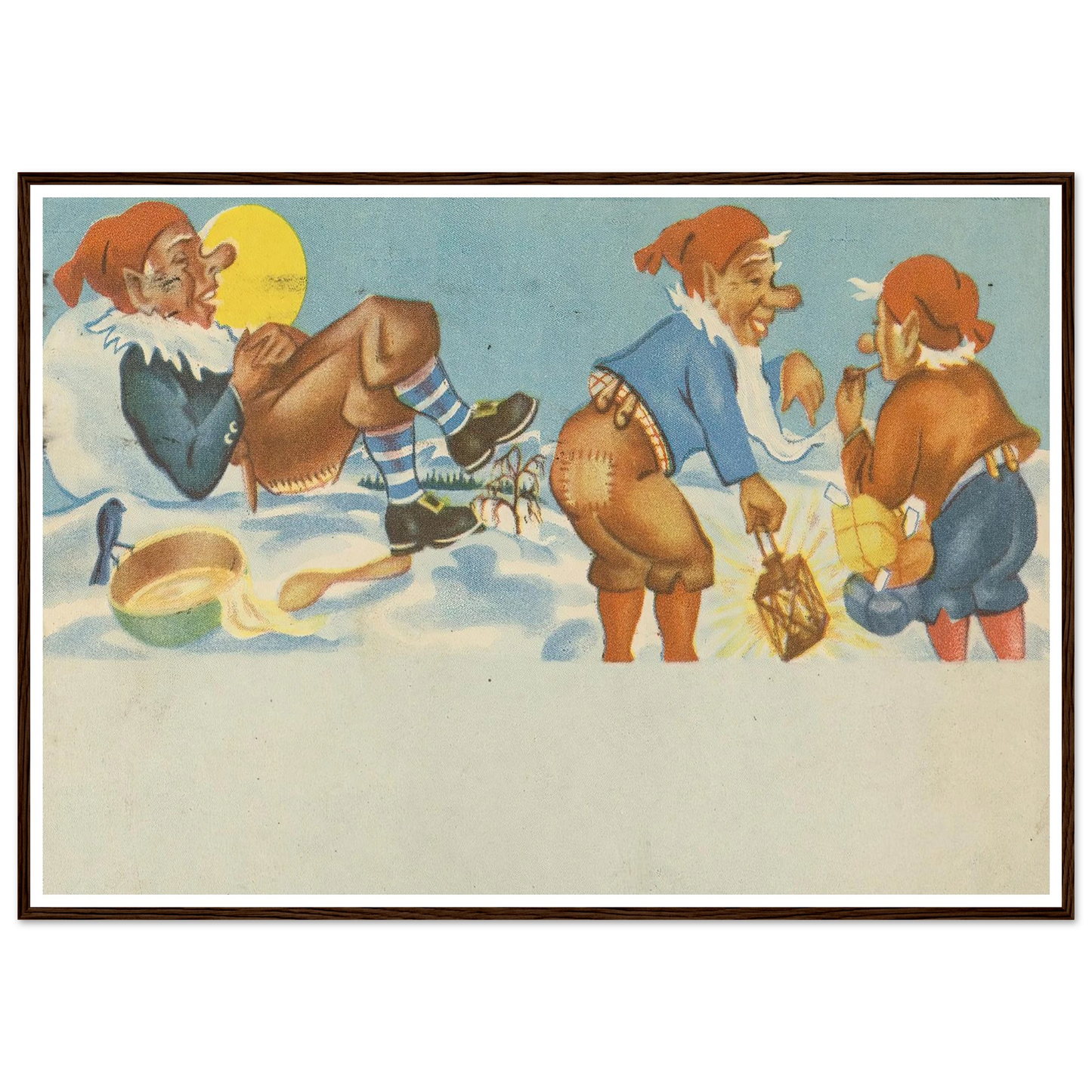 Gnomes Sharing Good Times - Framed Poster - 30x40 cm / 12x16″ - Black frame