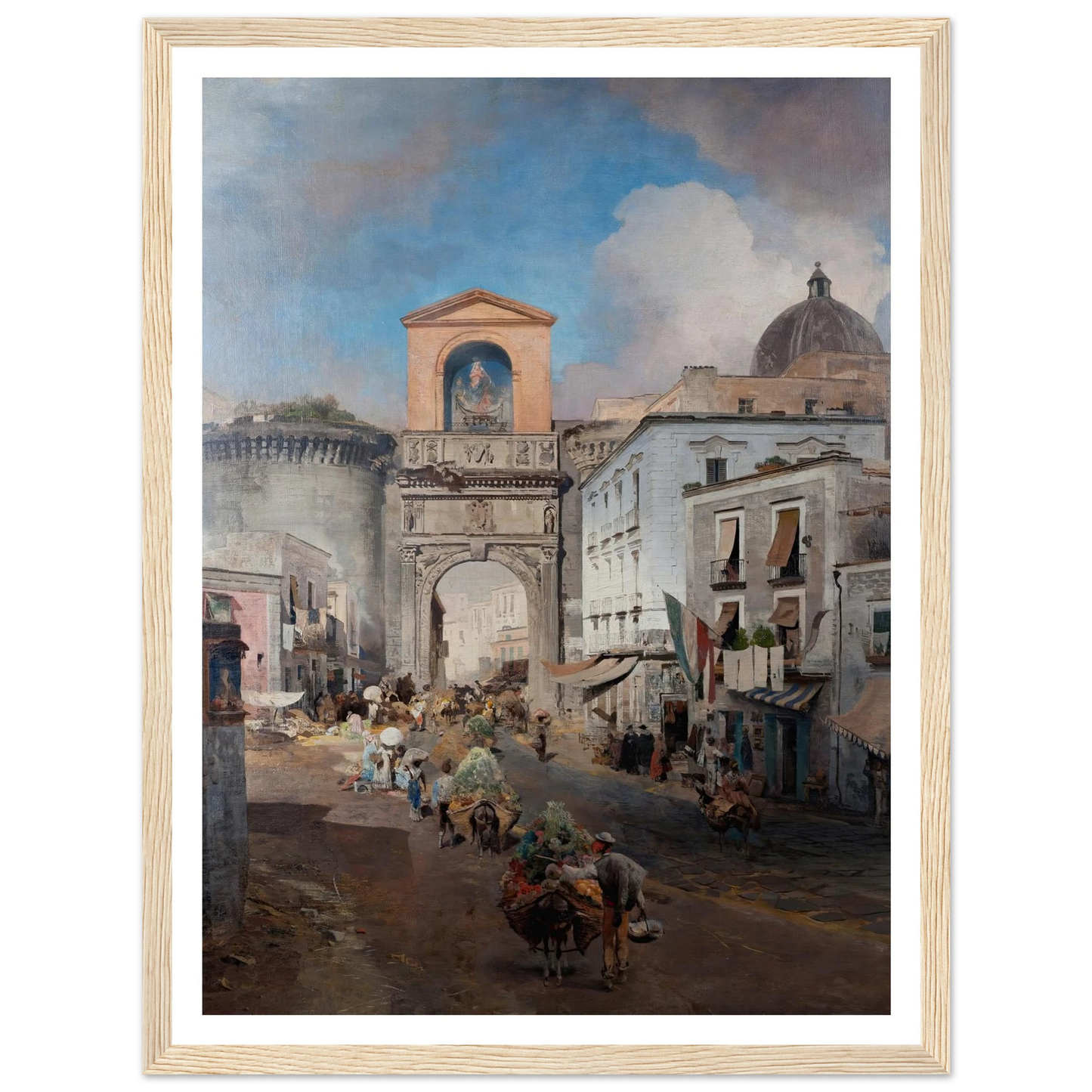 Going To Market (1879) Art Print | Oswald Achenbach - Framed Poster - 30x40 cm / 12x16″ - Black frame
