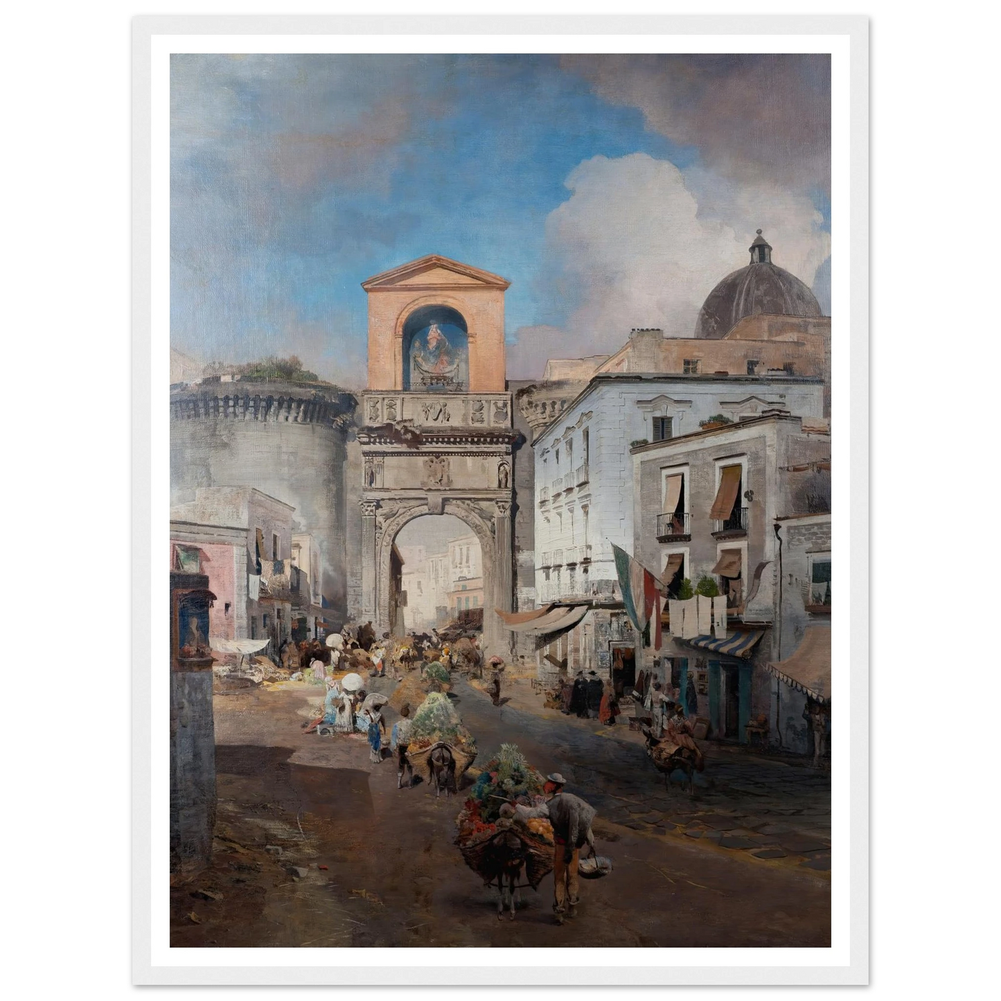 Going To Market (1879) Art Print | Oswald Achenbach - Framed Poster - 30x40 cm / 12x16″ - Black frame
