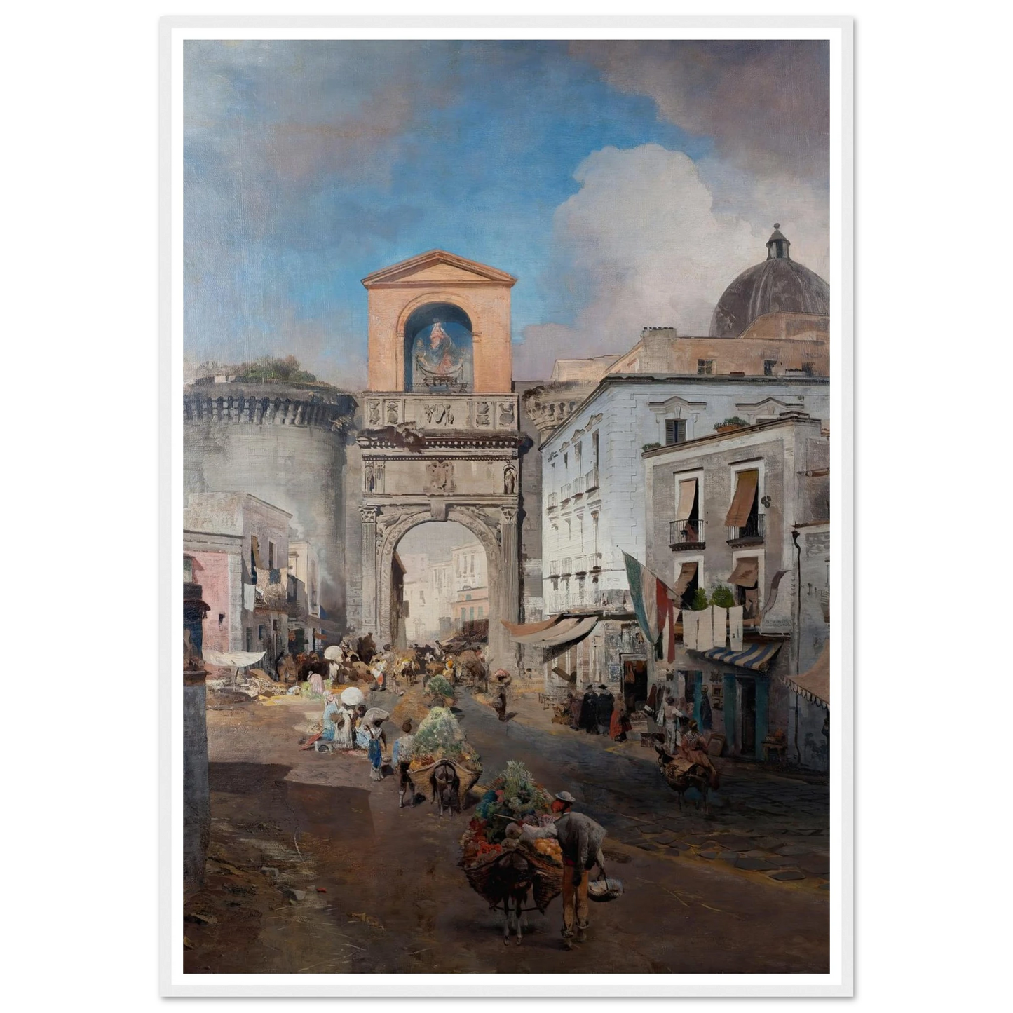 Going To Market (1879) Art Print | Oswald Achenbach - Framed Poster - 30x40 cm / 12x16″ - Black frame