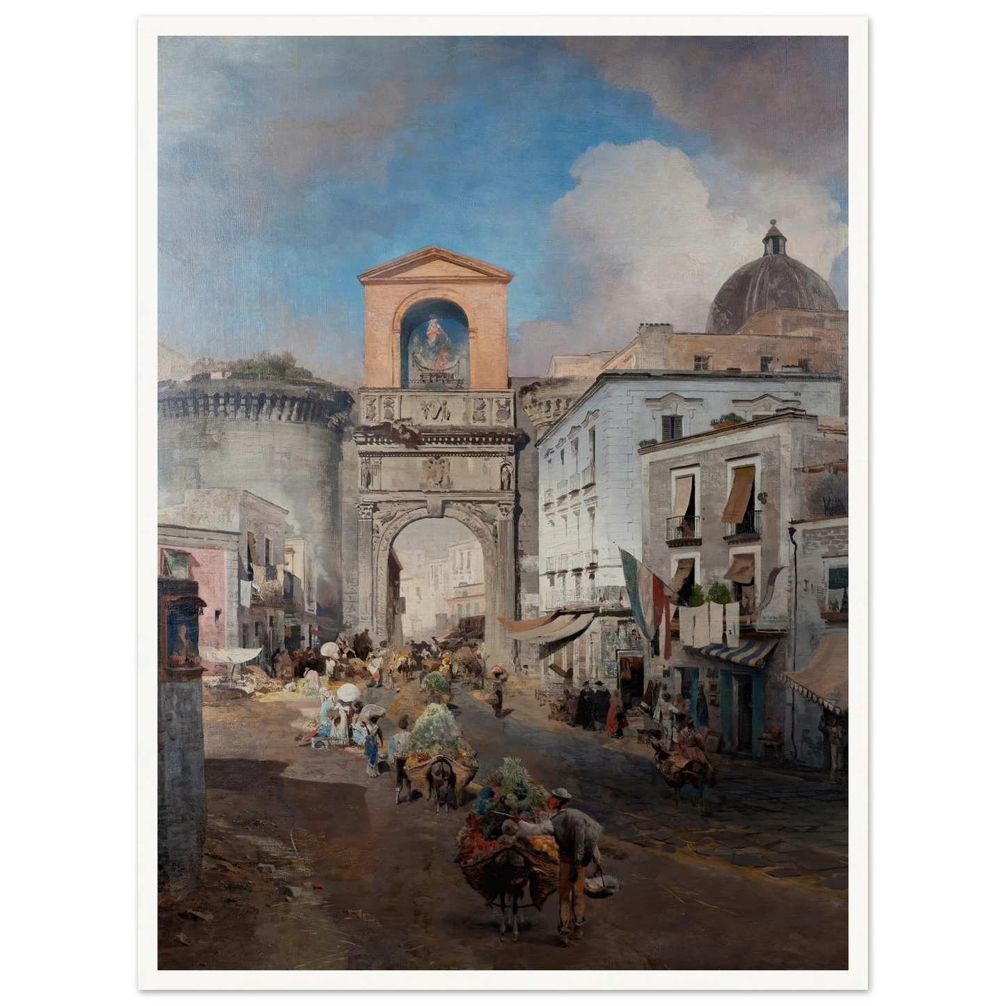 Going To Market (1879) Art Print | Oswald Achenbach - Framed Poster - 30x40 cm / 12x16″ - Black frame