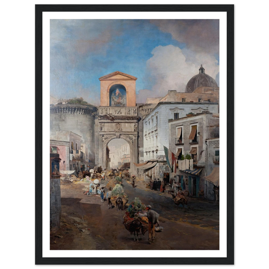 Going To Market (1879) Art Print | Oswald Achenbach - Framed Poster - 30x40 cm / 12x16″ - Black frame