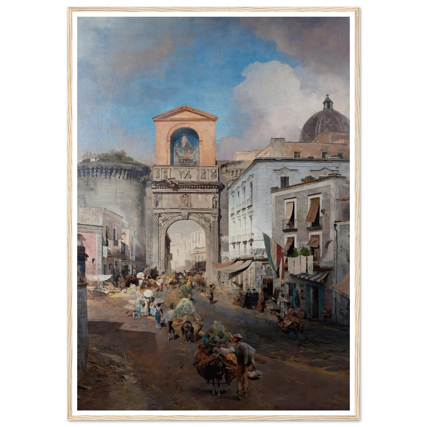 Going To Market (1879) Art Print | Oswald Achenbach - Framed Poster - 30x40 cm / 12x16″ - Black frame