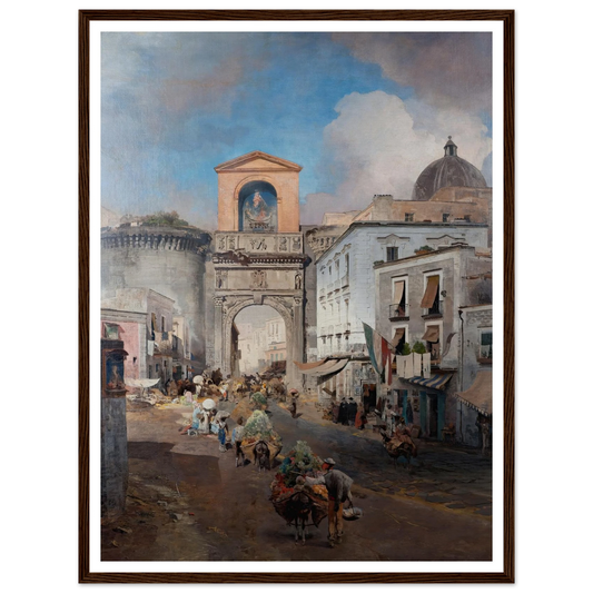 Going To Market (1879) Art Print | Oswald Achenbach - Framed Poster - 30x40 cm / 12x16″ - Black frame