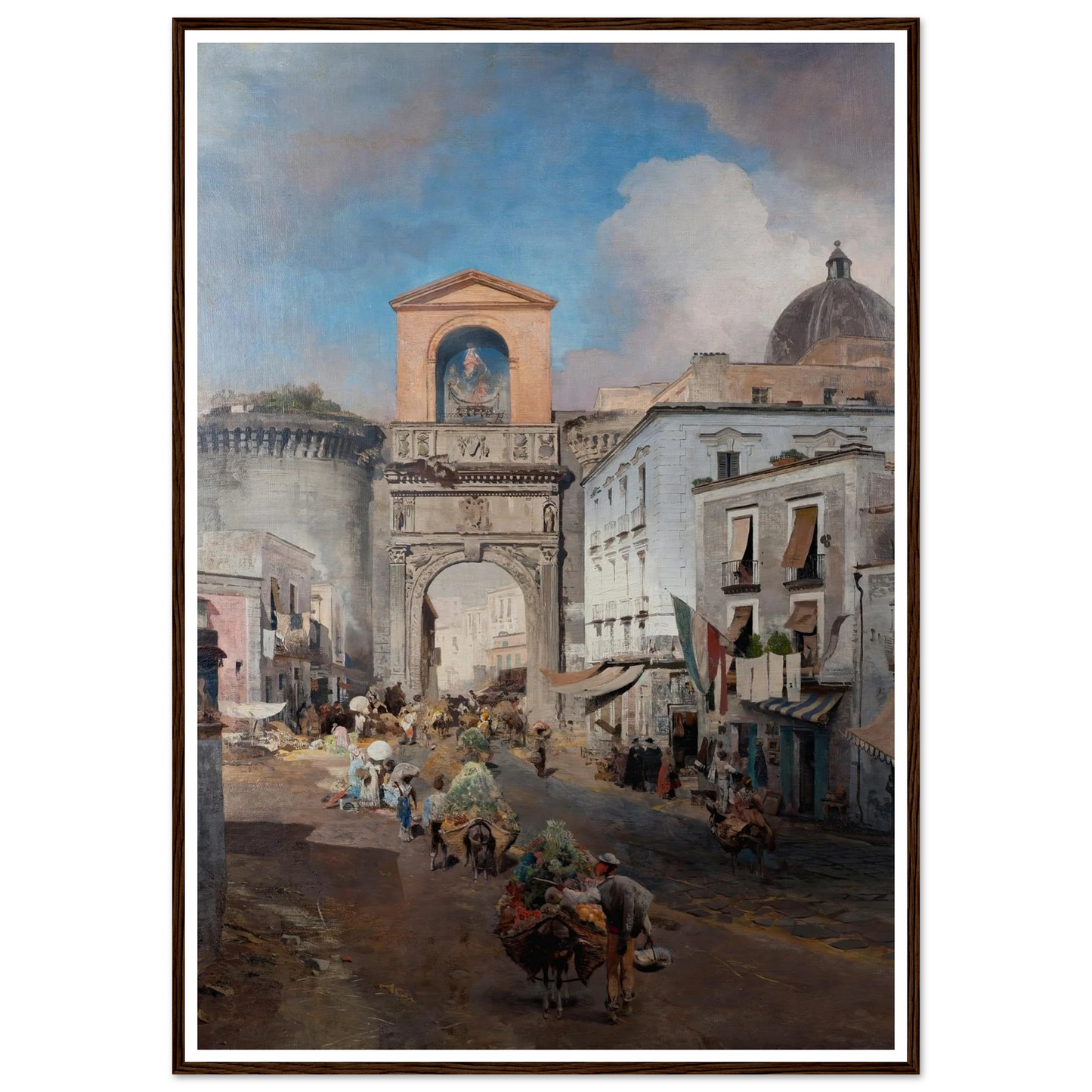 Going To Market (1879) Art Print | Oswald Achenbach - Framed Poster - 30x40 cm / 12x16″ - Black frame